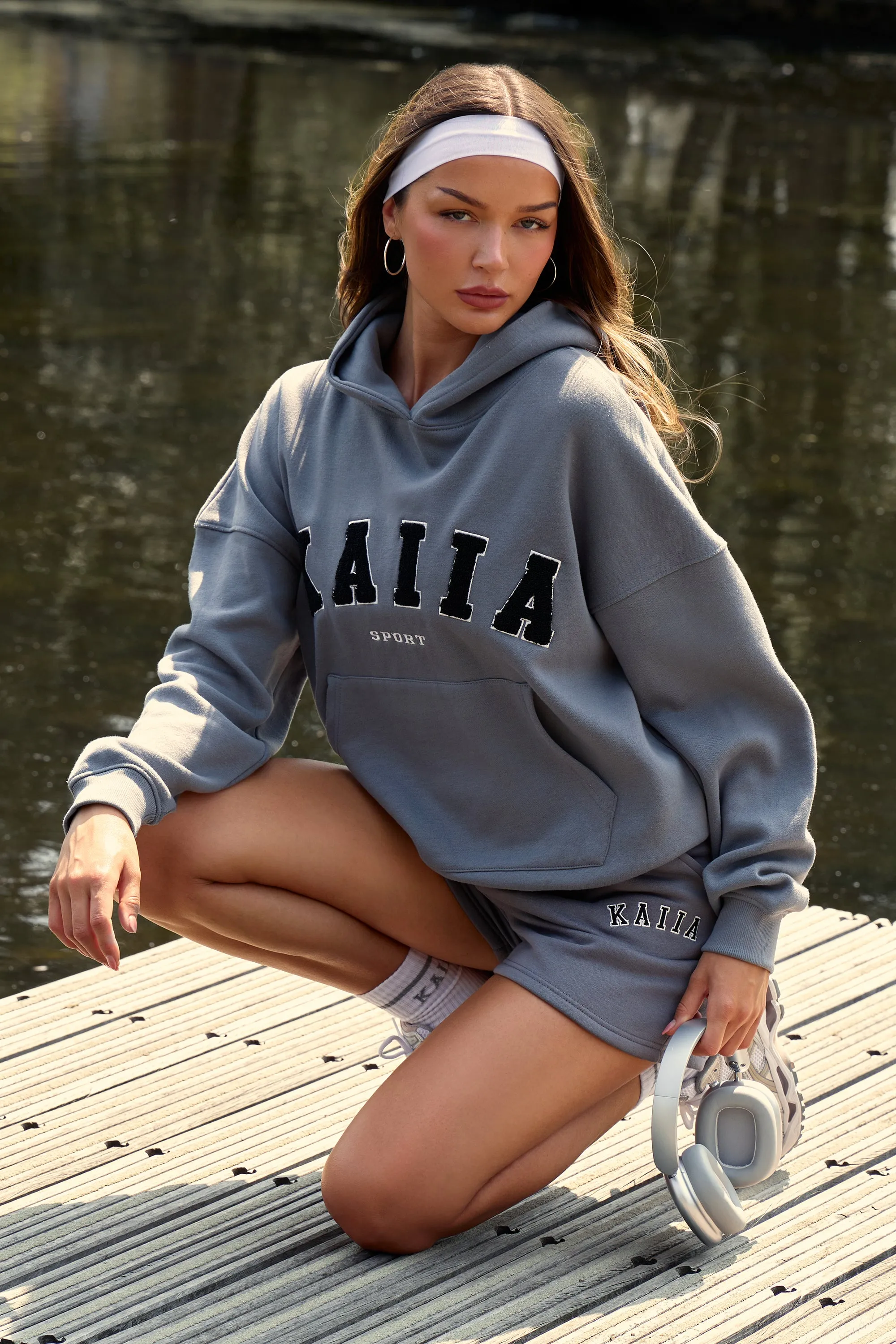 Kaiia Logo Sweat Shorts in Charcoal Grey sold by Kaiia the label product image thumbnail 3