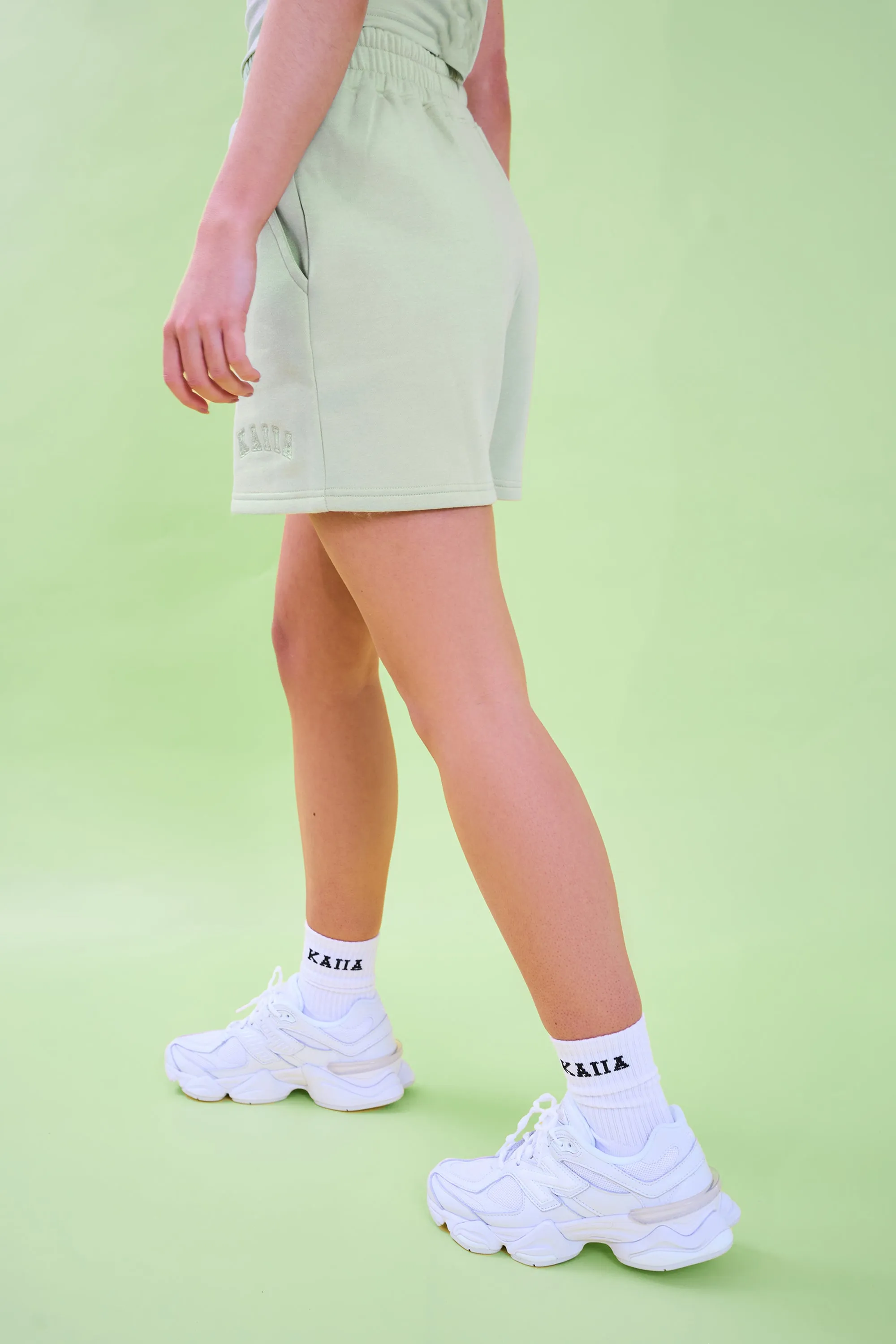Kaiia Logo Sweat Shorts Light Green sold by Kaiia the label product image thumbnail 4