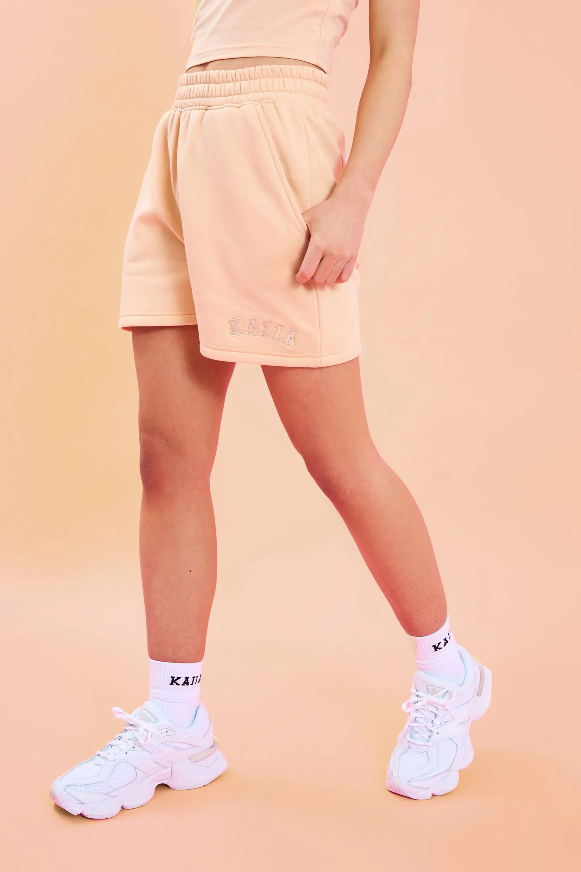 Kaiia Logo Sweat Shorts Peach sold by Kaiia the label product image thumbnail 3