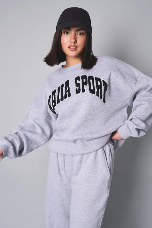 Kaiia Sport Slogan Oversized Sweatshirt Grey Marl made by Kaiia the label
