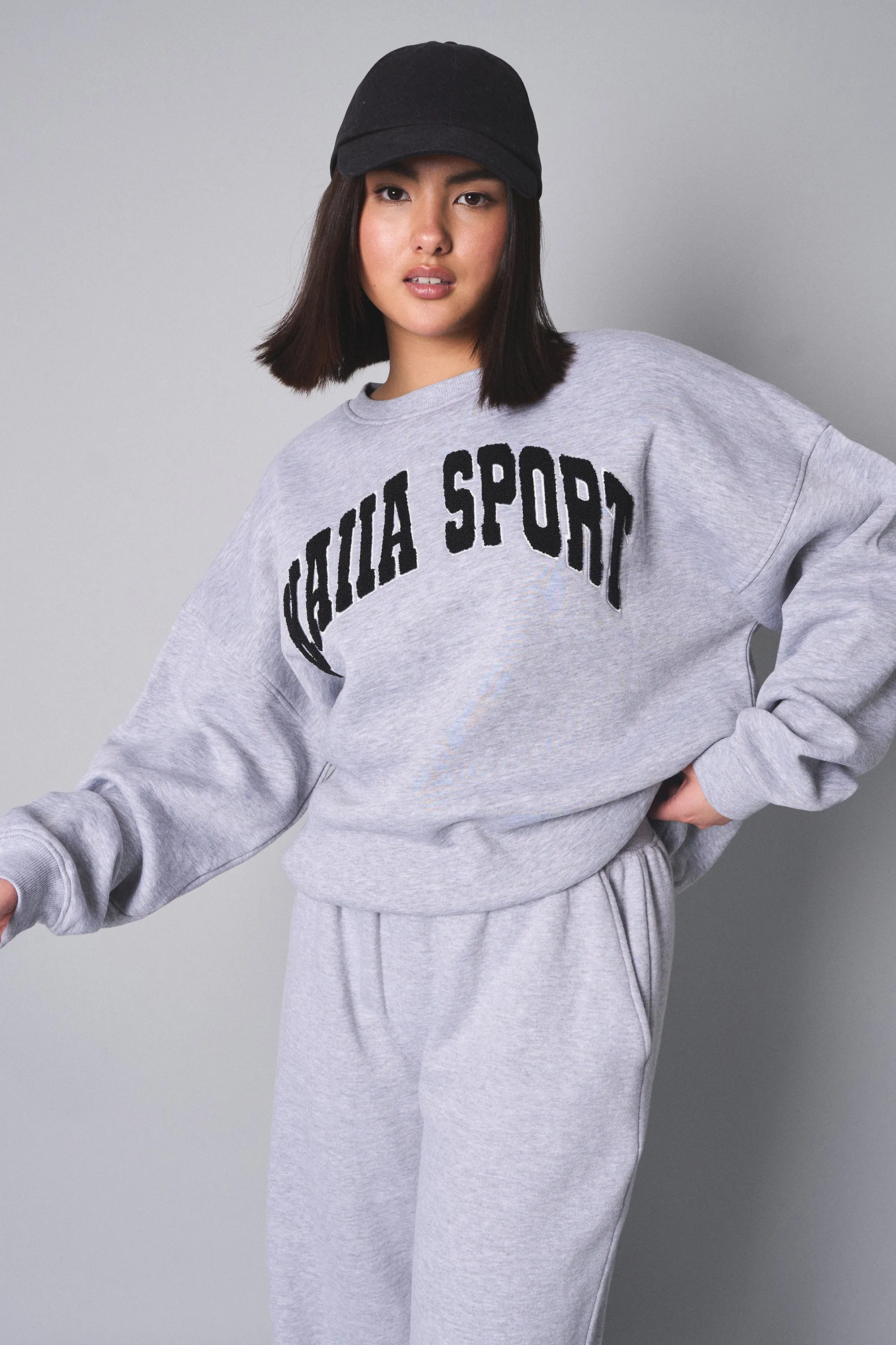 Kaiia Sport Slogan Oversized Sweatshirt Grey Marl sold by Kaiia the label