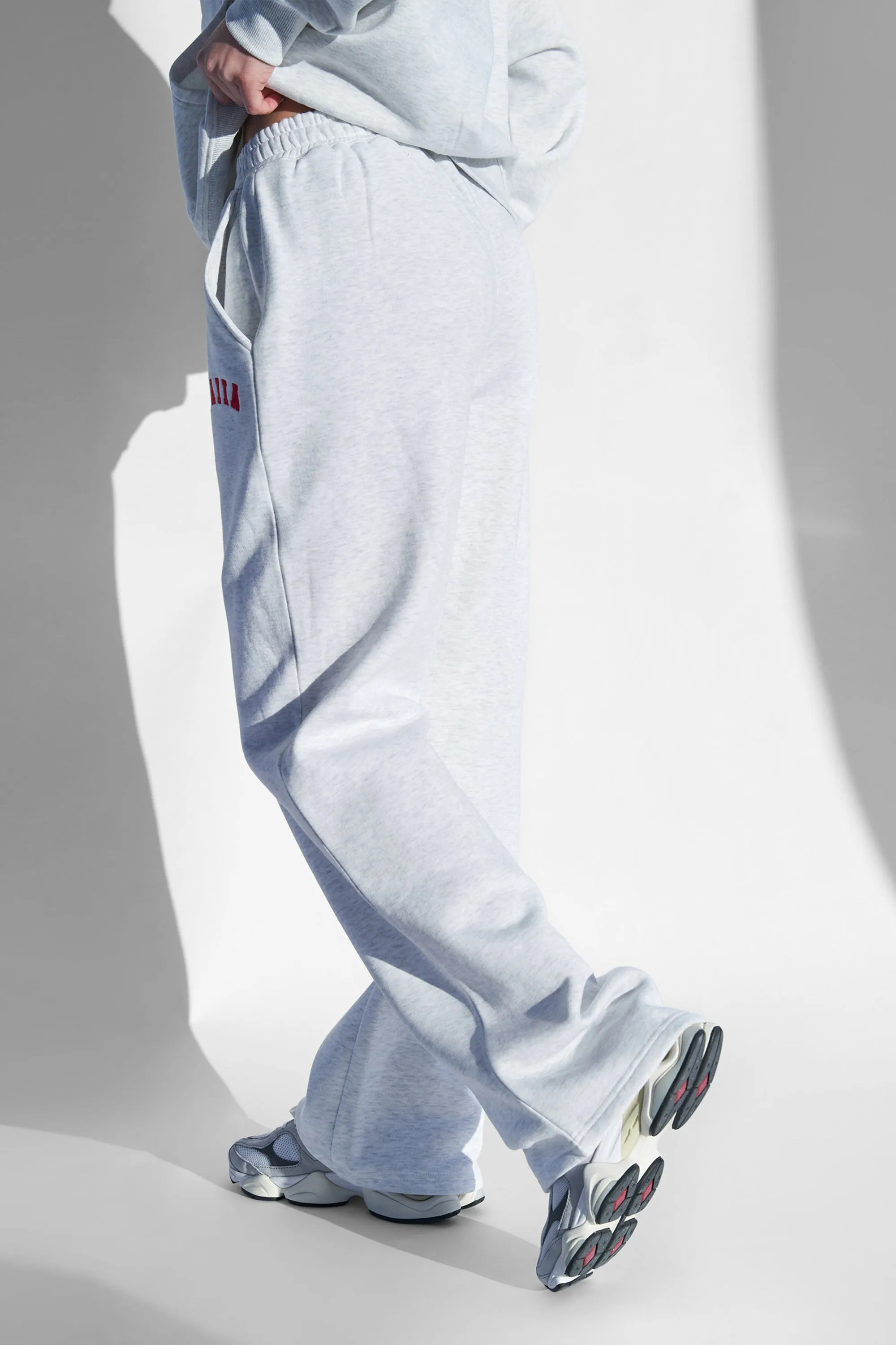 Kaiia Logo Wide Leg Joggers Light Grey Marl and Red sold by Kaiia the label product image thumbnail 3