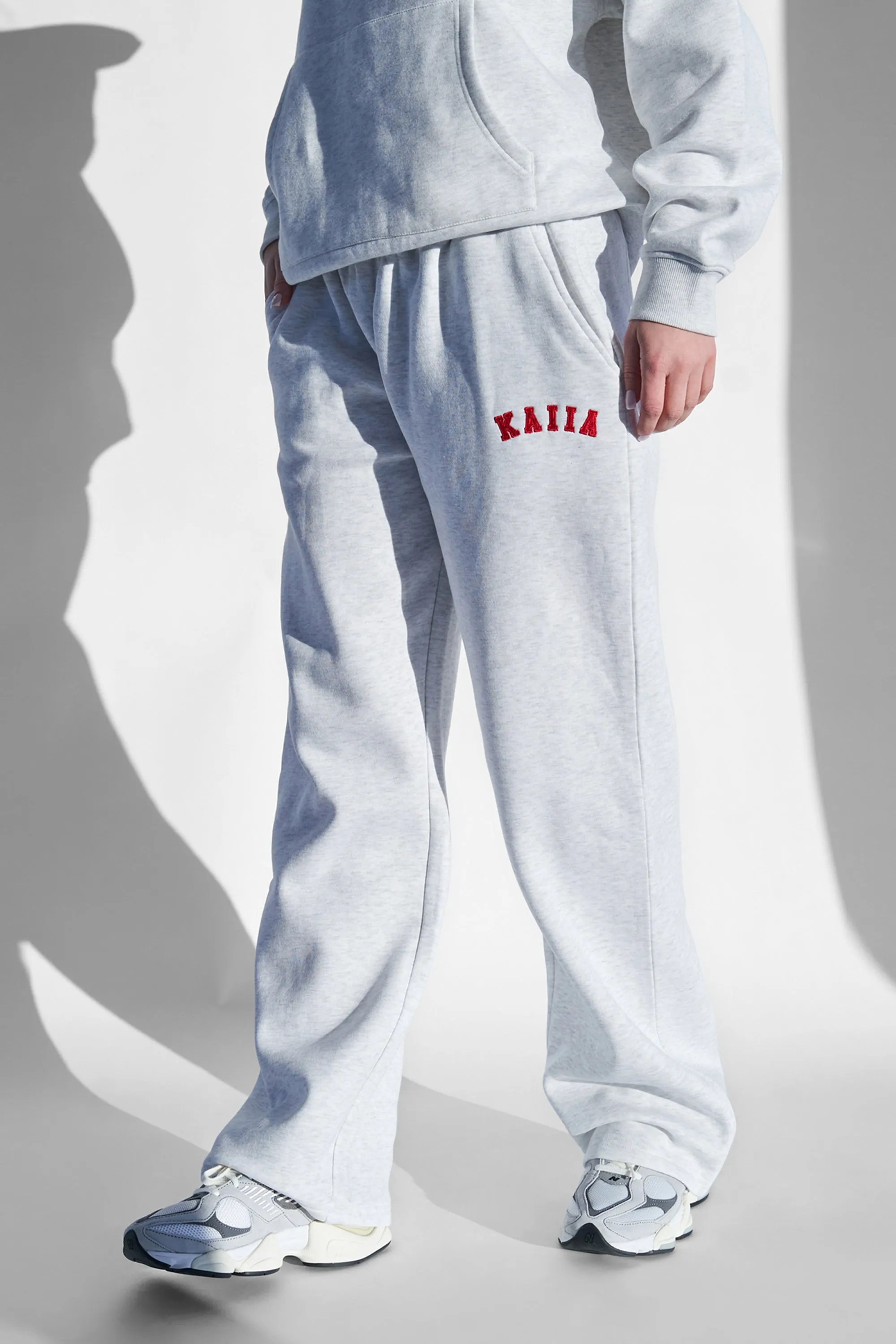 Kaiia Logo Wide Leg Joggers Light Grey Marl and Red sold by Kaiia the label product image thumbnail 2
