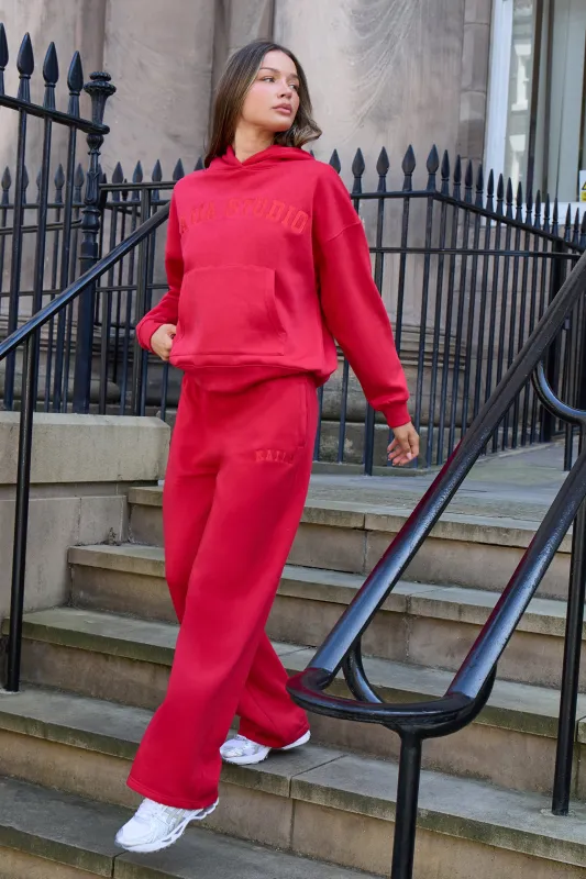 Kaiia Logo Wide Leg Joggers Red made by Kaiia the label