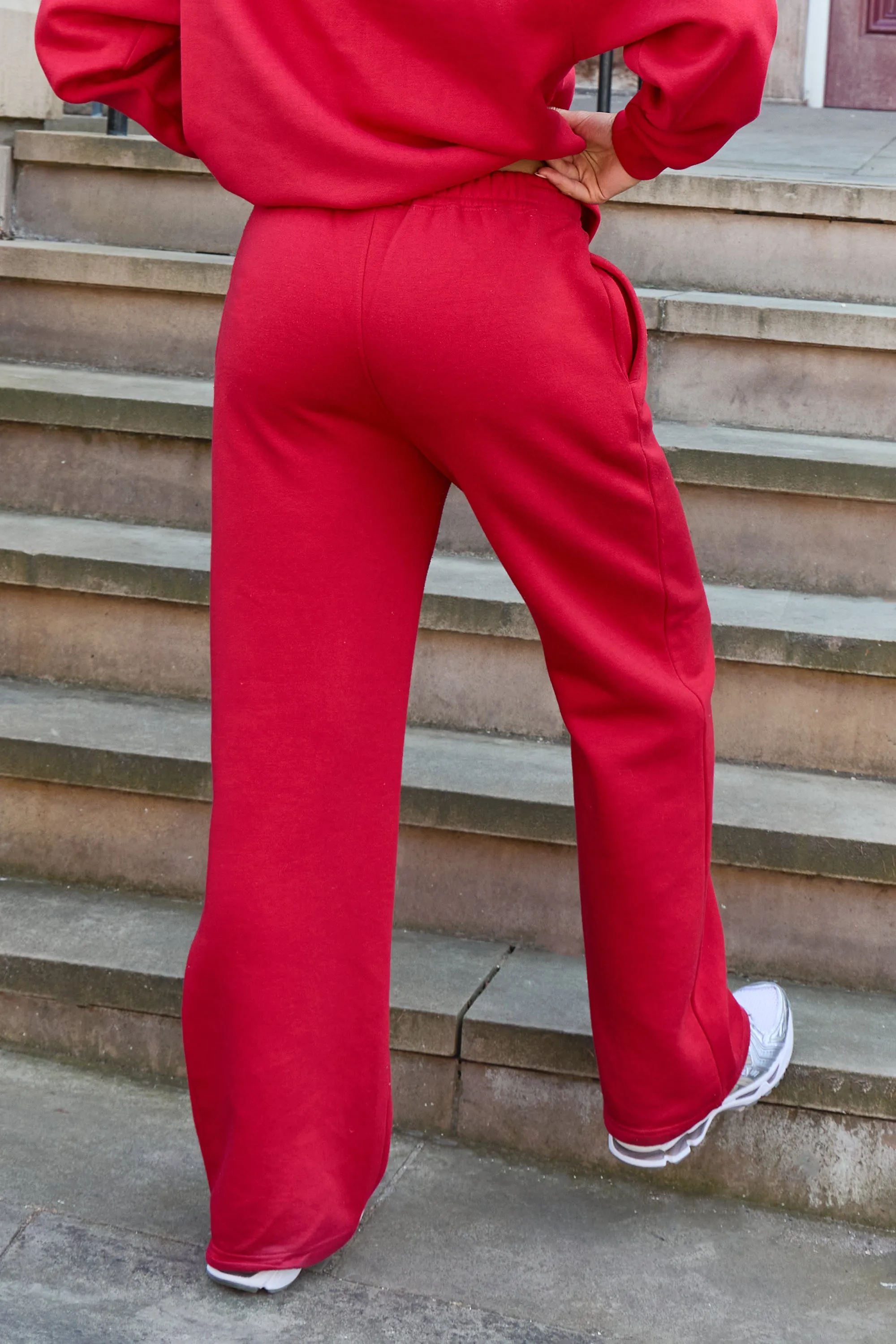 Kaiia Logo Wide Leg Joggers Red sold by Kaiia the label product image thumbnail 4