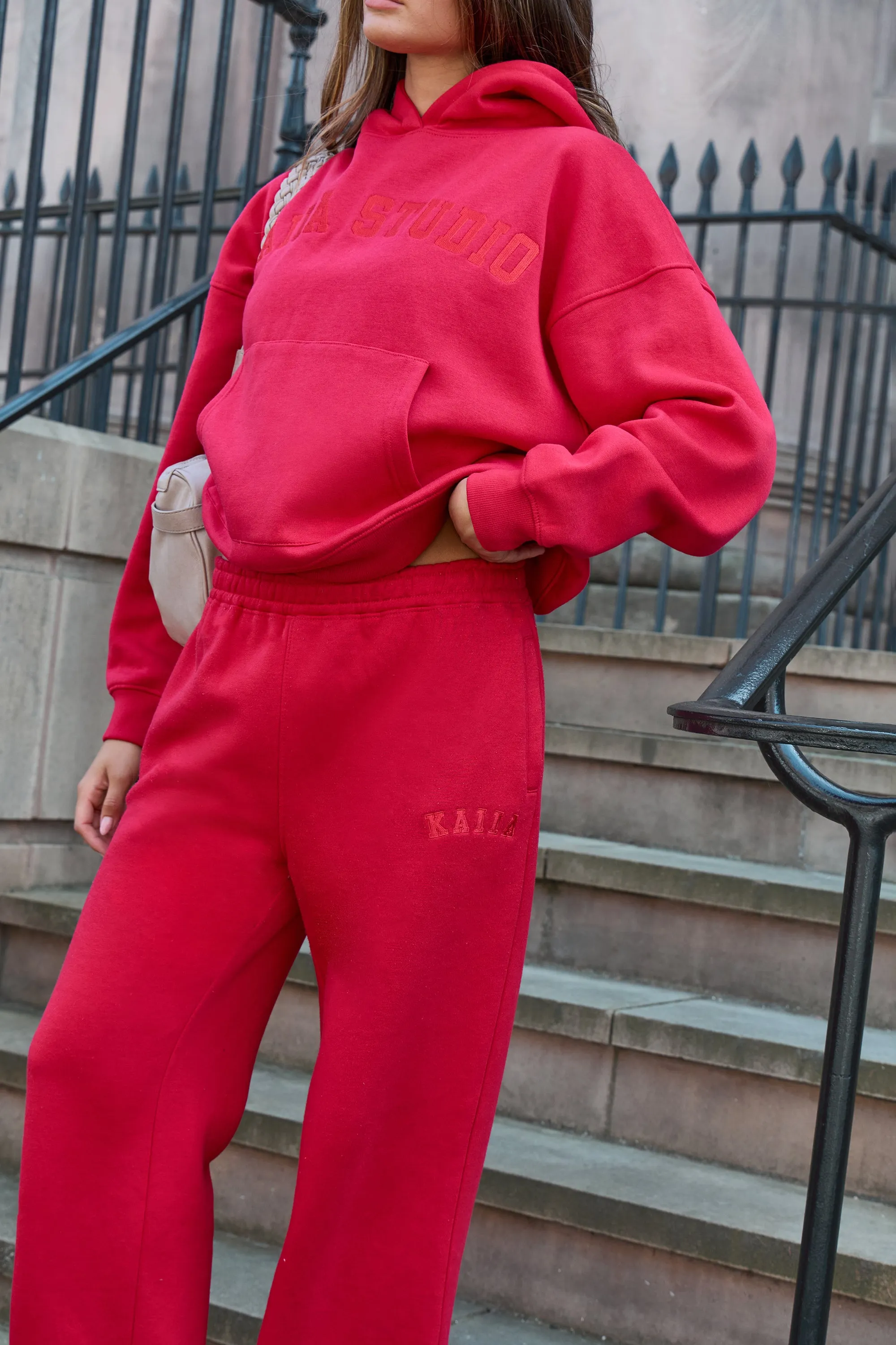 Kaiia Logo Wide Leg Joggers Red sold by Kaiia the label product image thumbnail 2