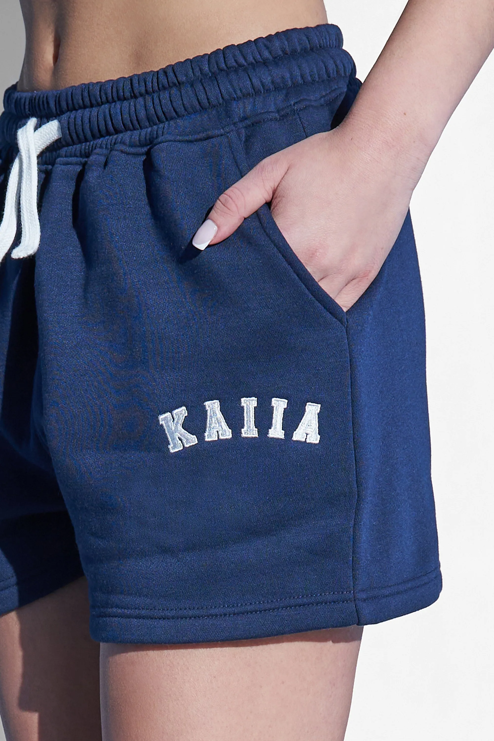 Kaiia Logo Sweat Shorts Navy sold by Kaiia the label product image thumbnail 3
