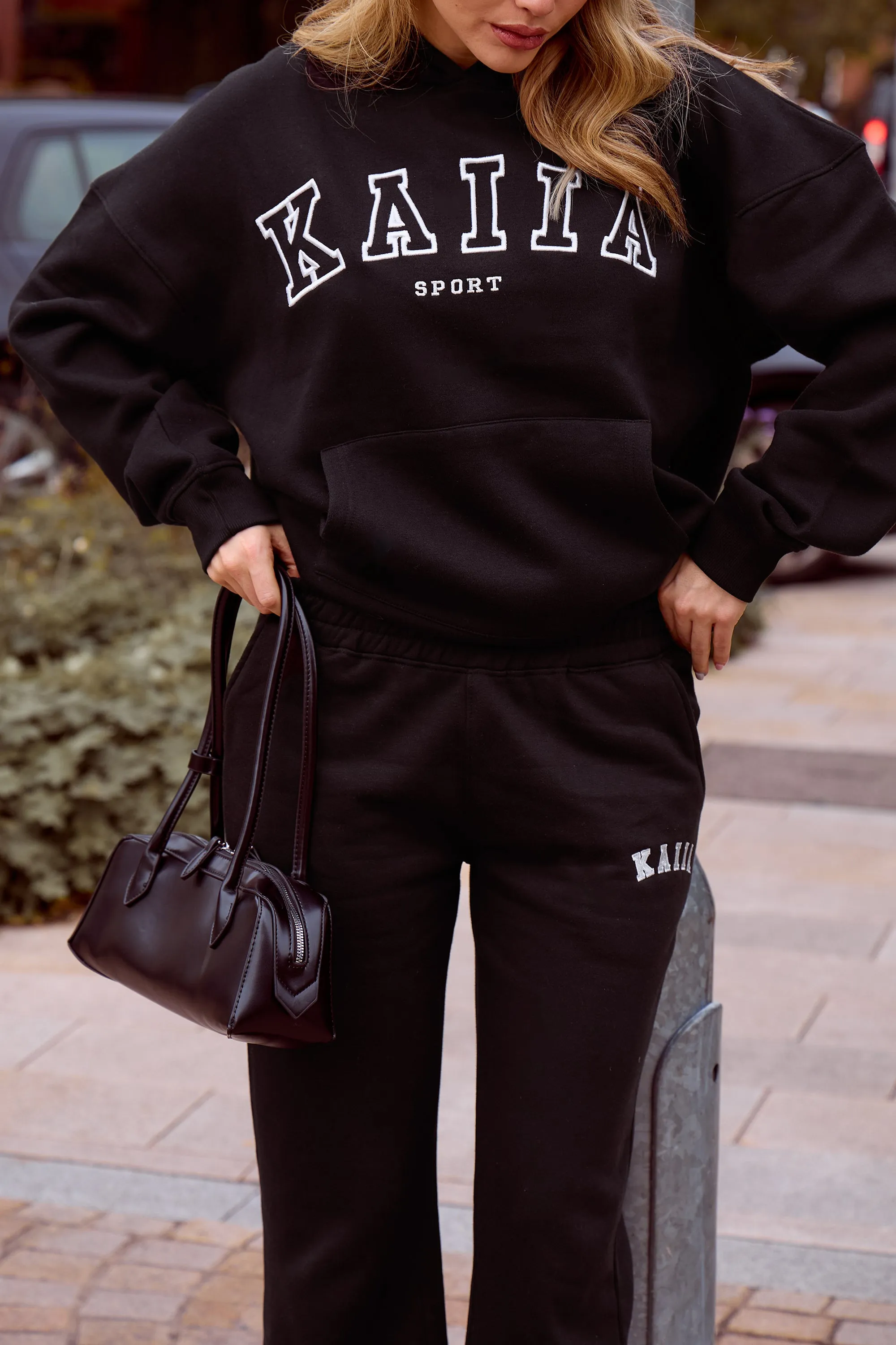 Kaiia Logo Wide Leg Sweat Pants in Black sold by Kaiia the label product image thumbnail 2