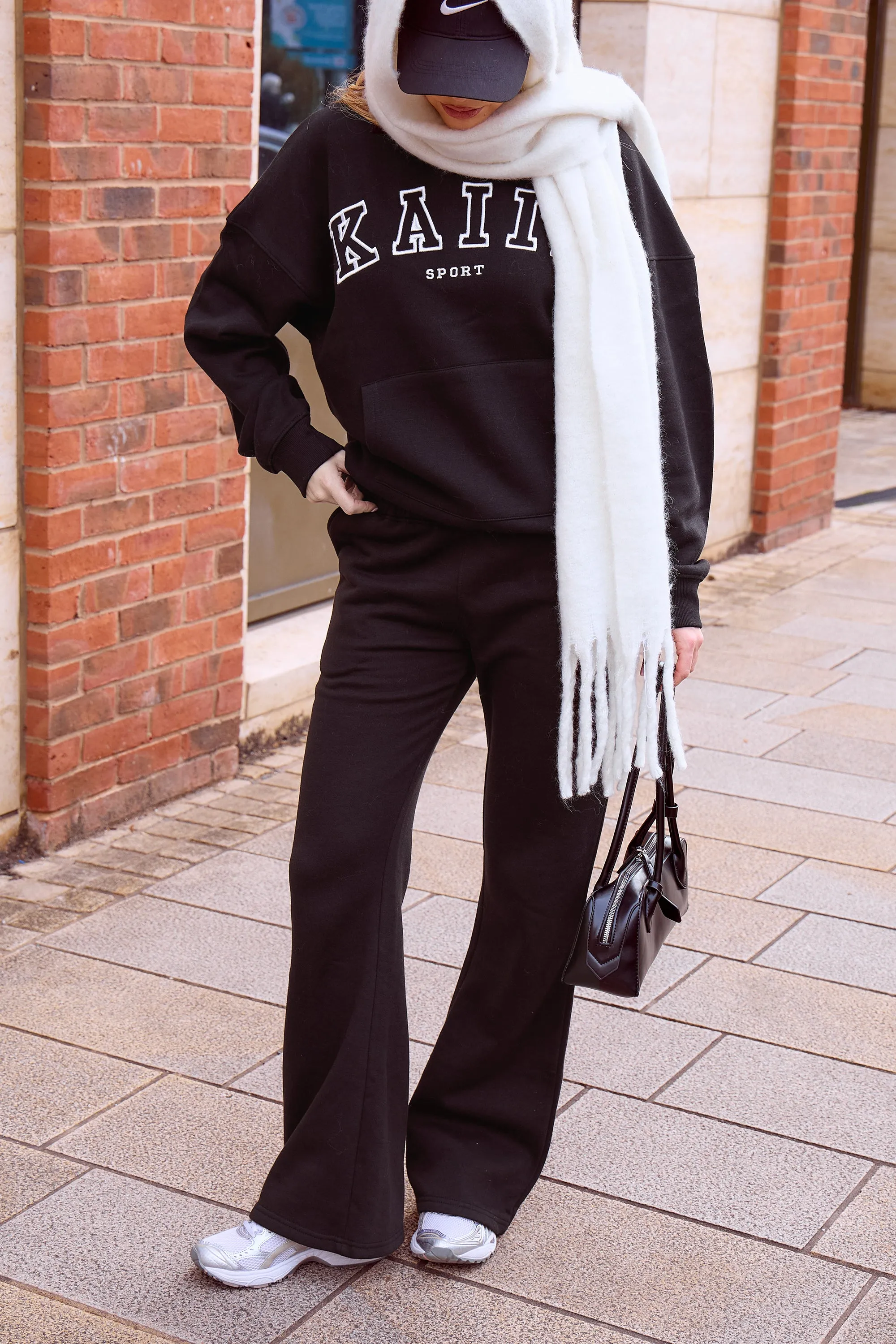 Kaiia Logo Wide Leg Sweat Pants in Black sold by Kaiia the label product image thumbnail 3