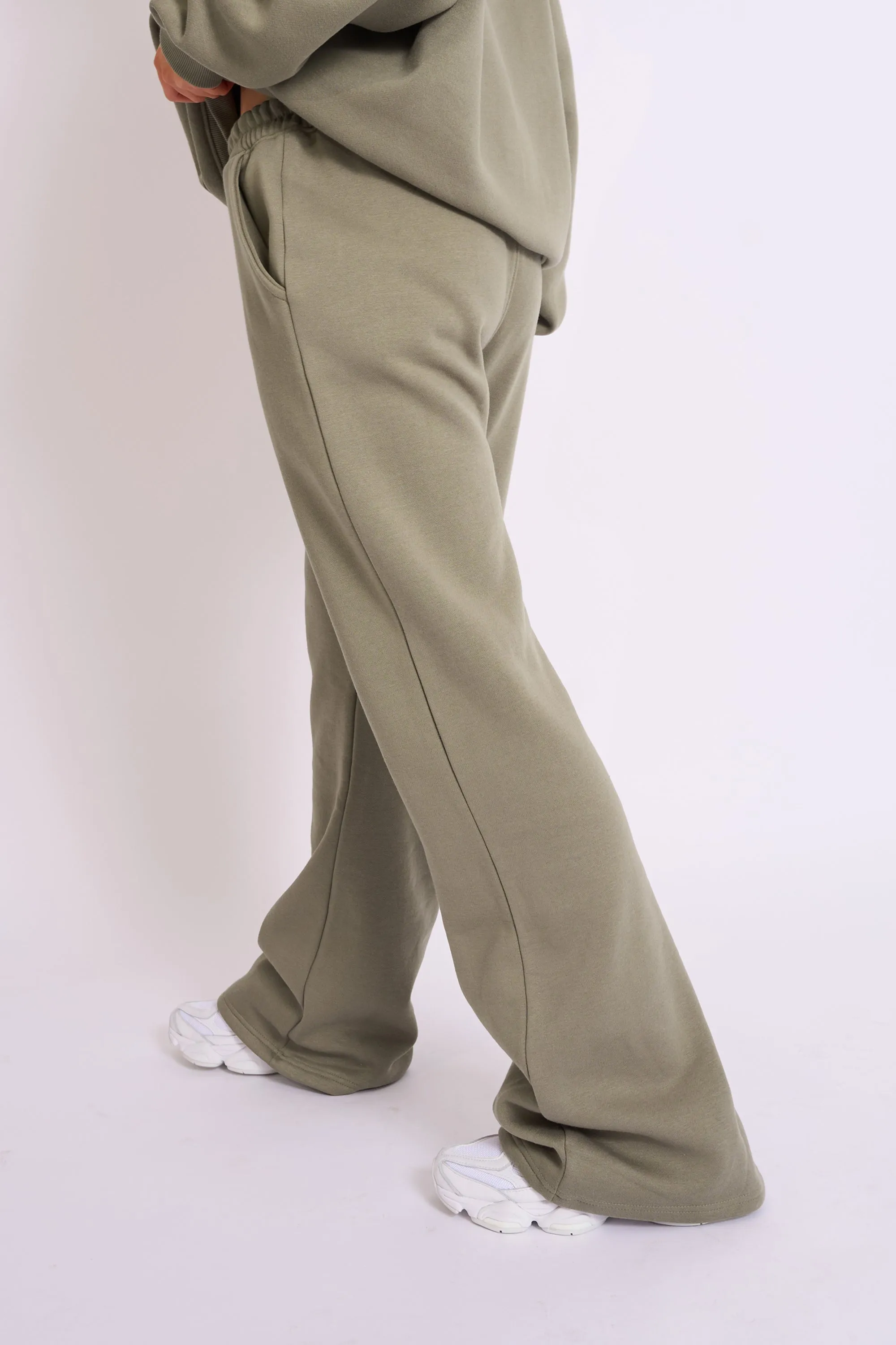 Kaiia Wide Leg Sweat Pants Khaki sold by Kaiia the label product image thumbnail 3