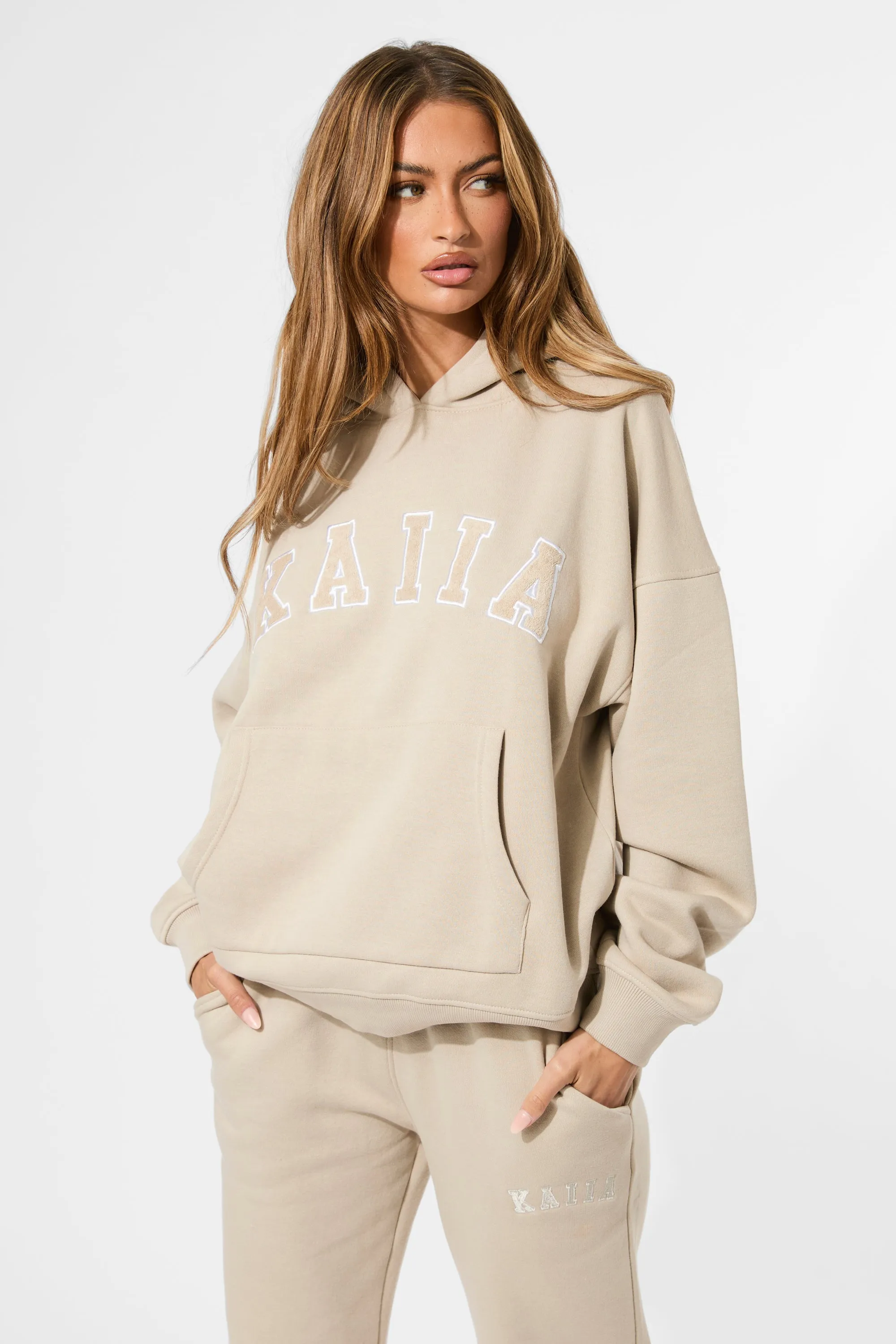 Kaiia Slogan Oversized Hoodie Stone sold by Kaiia the label product image thumbnail 5