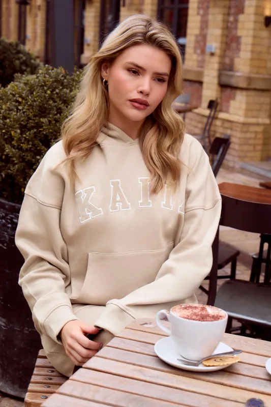 Kaiia Slogan Oversized Hoodie Stone made by Kaiia the label