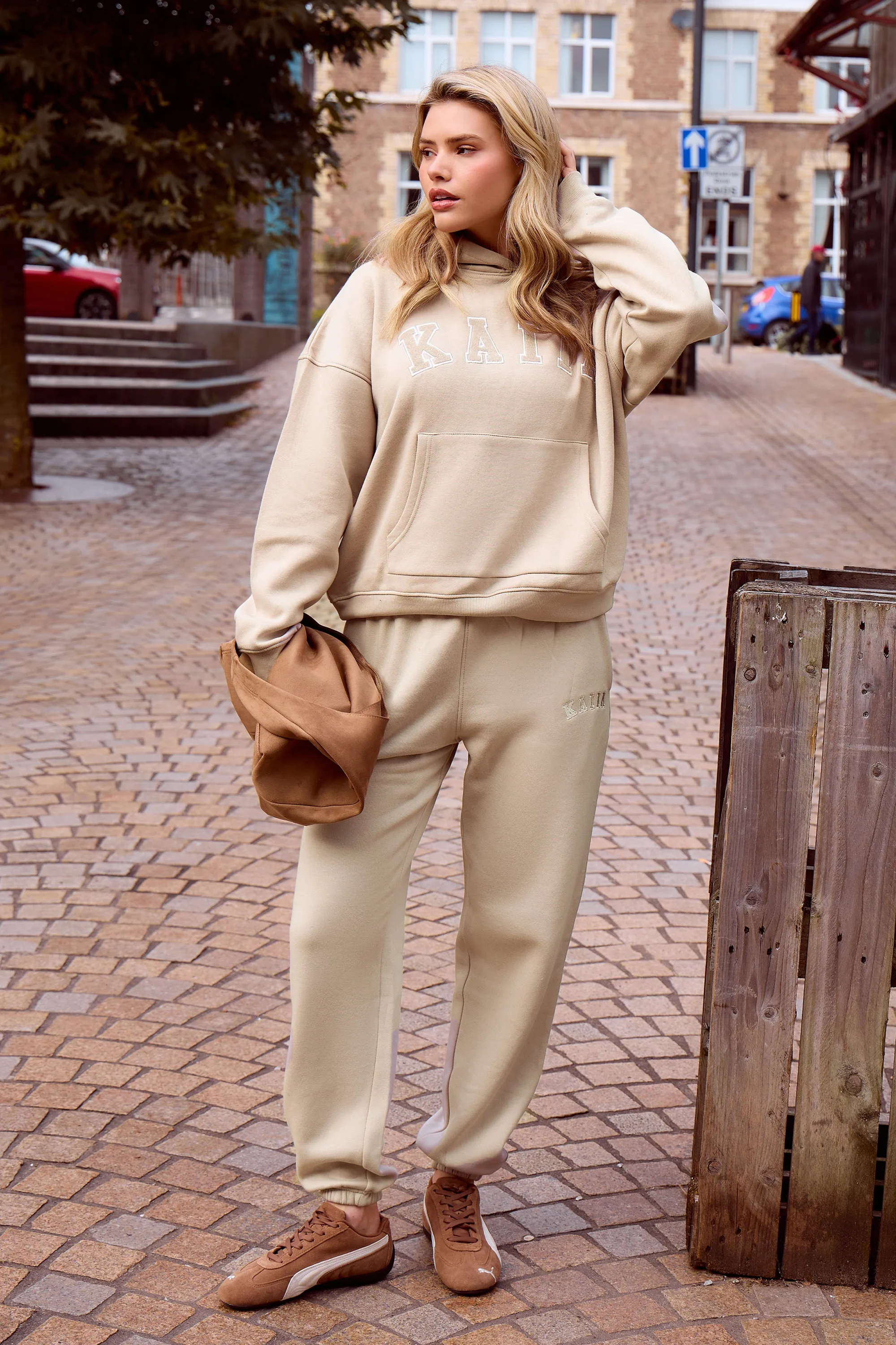 Kaiia Slogan Oversized Hoodie Stone sold by Kaiia the label product image thumbnail 3