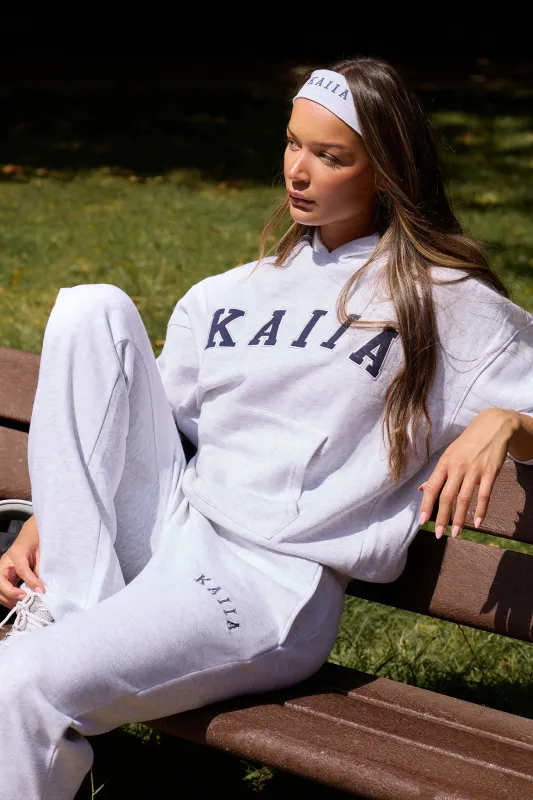Kaiia Slogan Oversized Hoodie Light Grey Marl & Navy sold by Kaiia the label