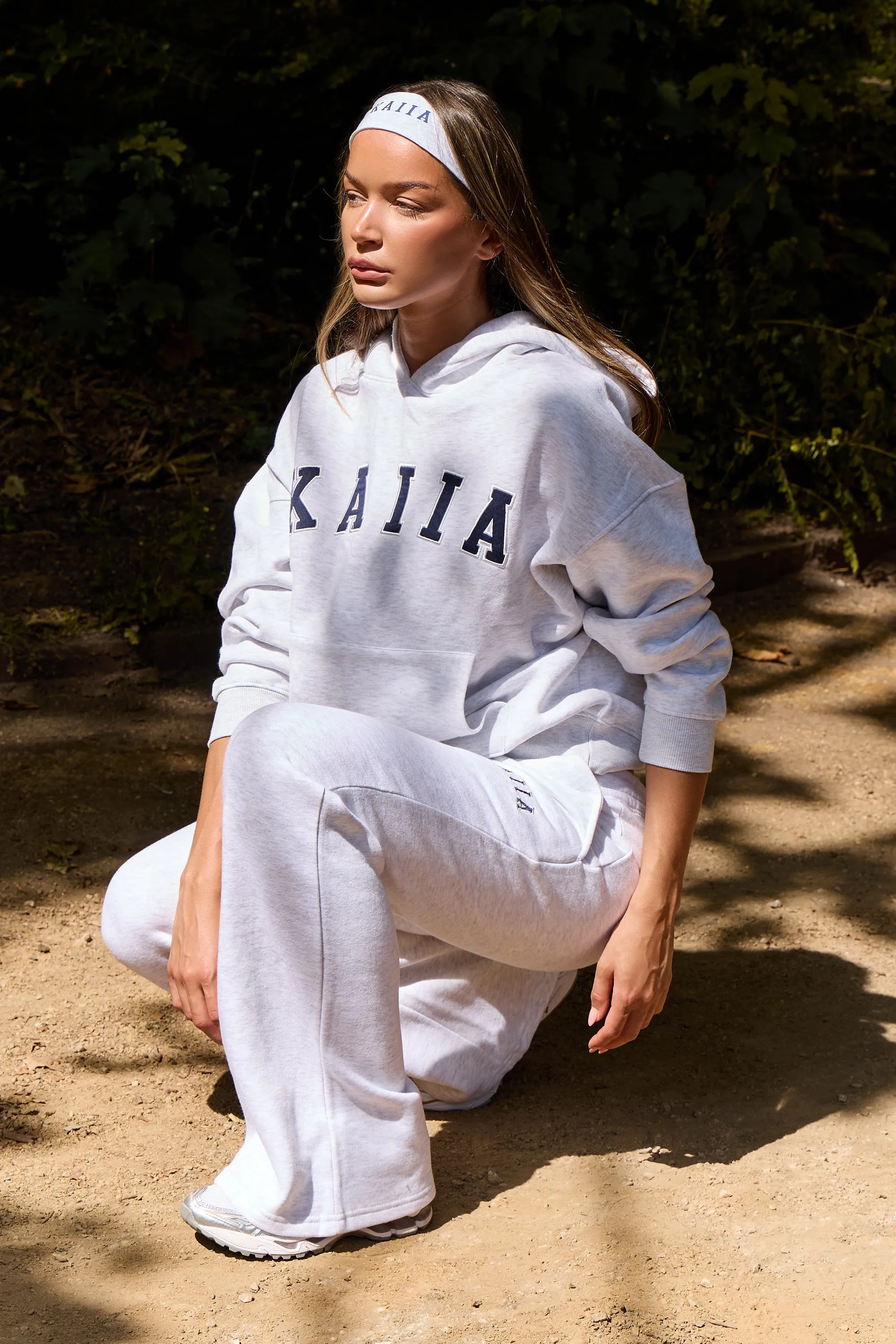 Kaiia Slogan Oversized Hoodie Light Grey Marl & Navy sold by Kaiia the label product image thumbnail 2