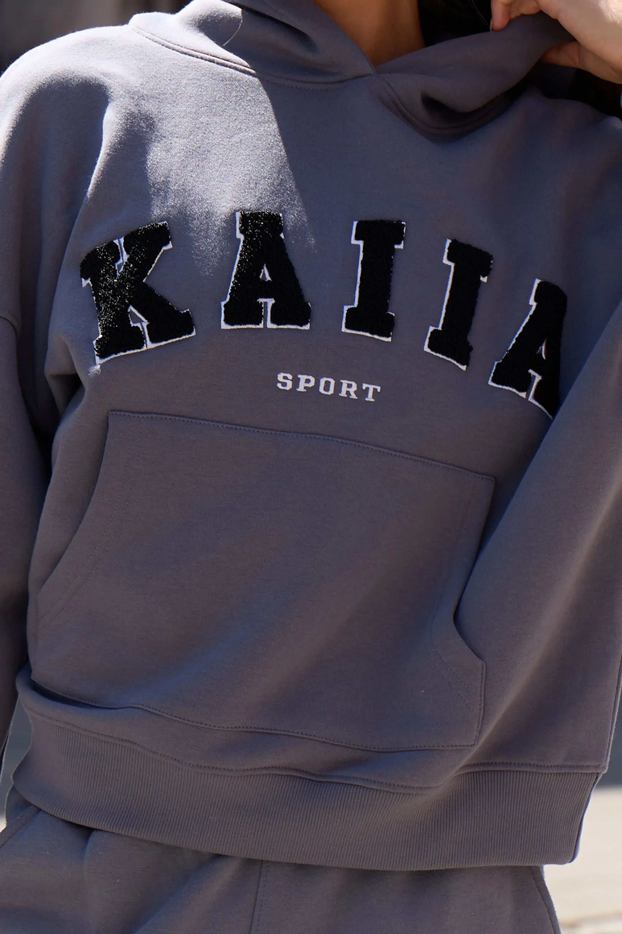 Kaiia Sport Logo Oversized Hoodie in Charcoal Grey sold by Kaiia the label product image thumbnail 4