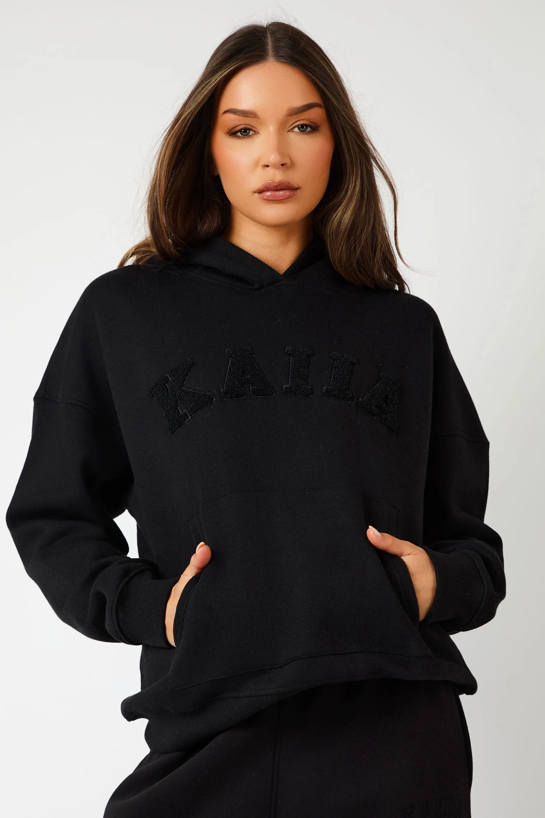 Kaiia Slogan Oversized Hoodie Black on Black sold by Kaiia the label product image thumbnail 5