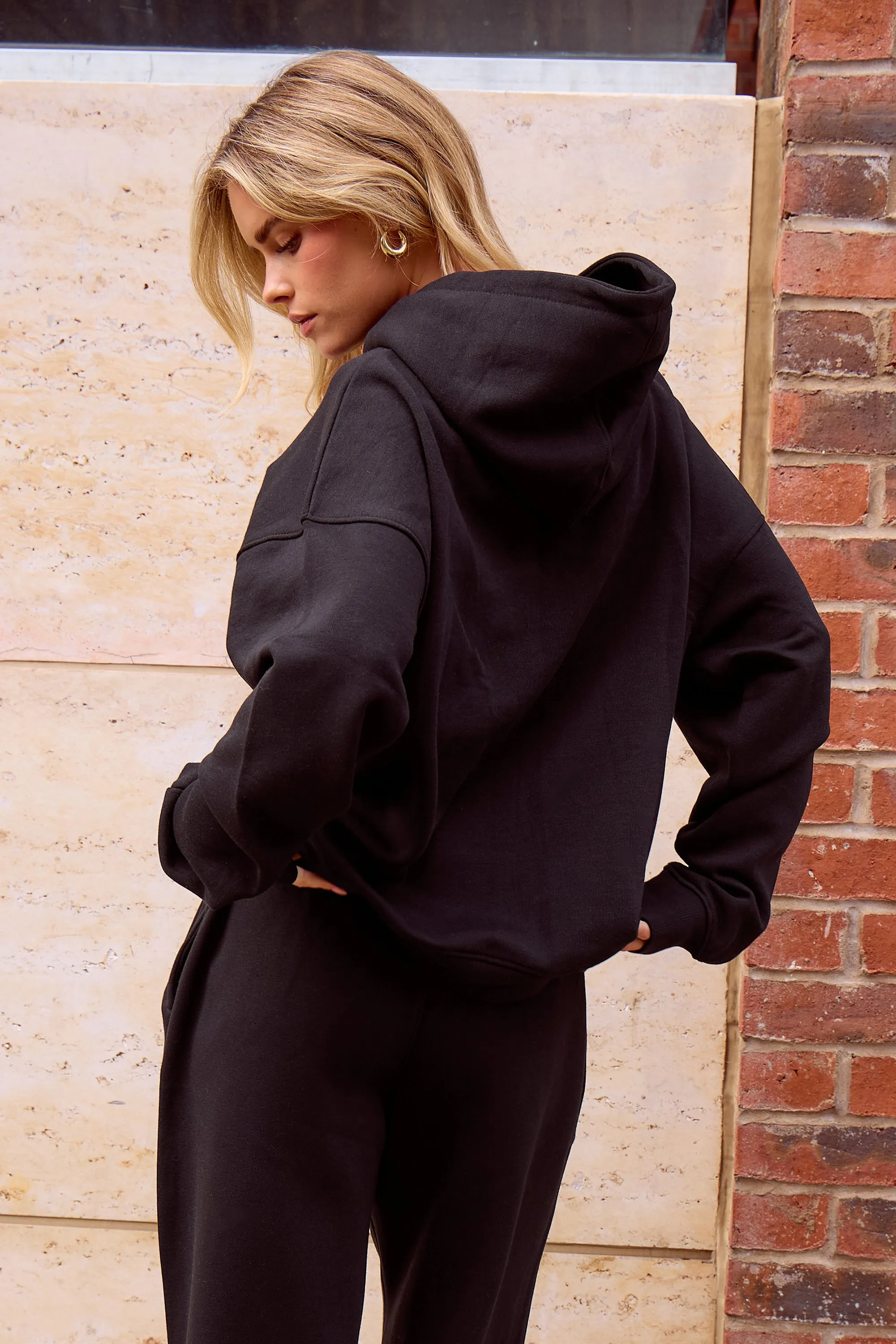 Kaiia Slogan Oversized Hoodie Black on Black sold by Kaiia the label product image thumbnail 4