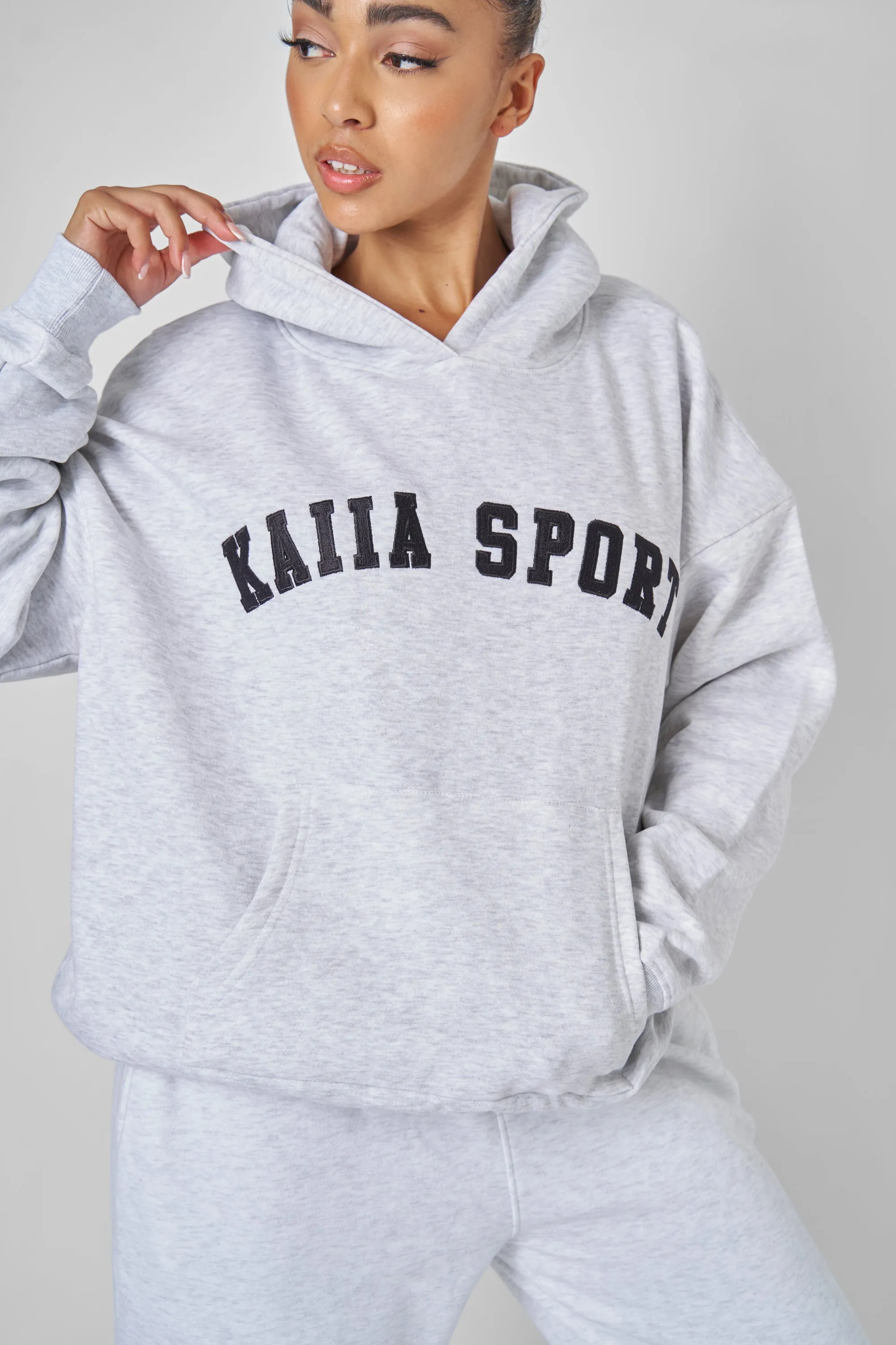 KAIIA SPORT OVERSIZED HOODIE LIGHT GREY MARL sold by Kaiia the label product image thumbnail 4