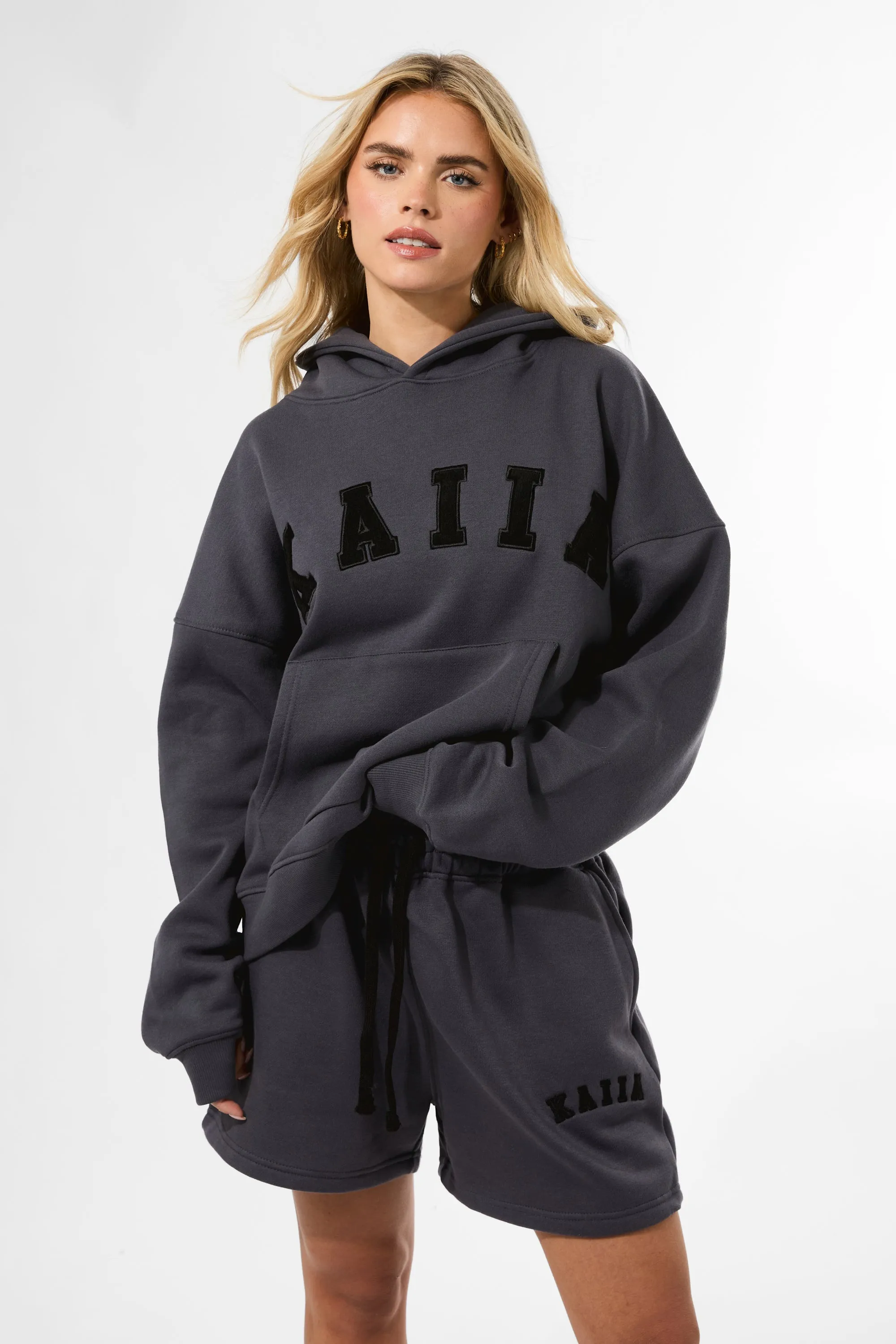 KAIIA LOGO RELAXED SWEAT SHORT DARK GREY sold by Kaiia the label product image thumbnail 4