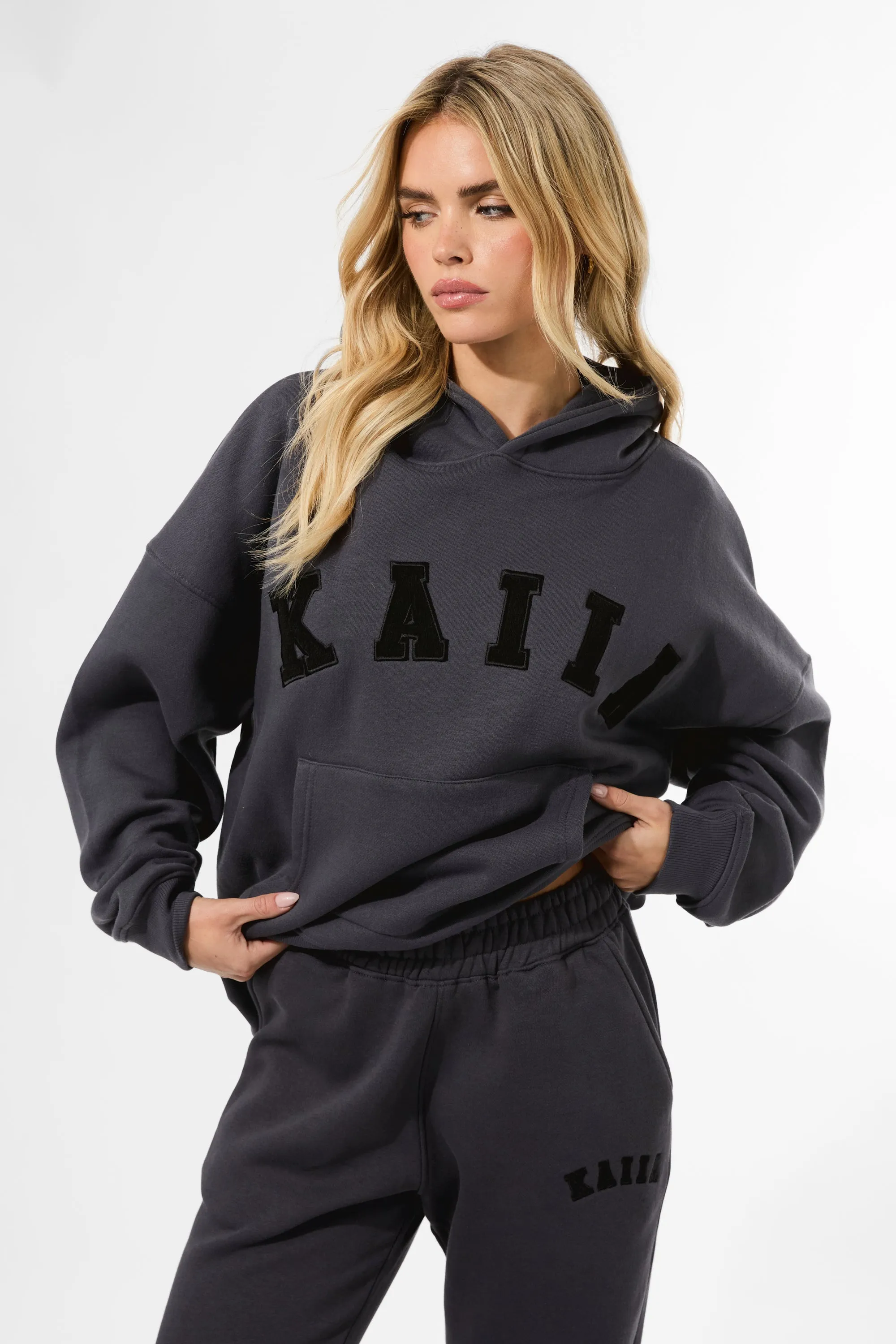 Kaiia Slogan Oversized Hoodie Dark Grey sold by Kaiia the label product image thumbnail 5