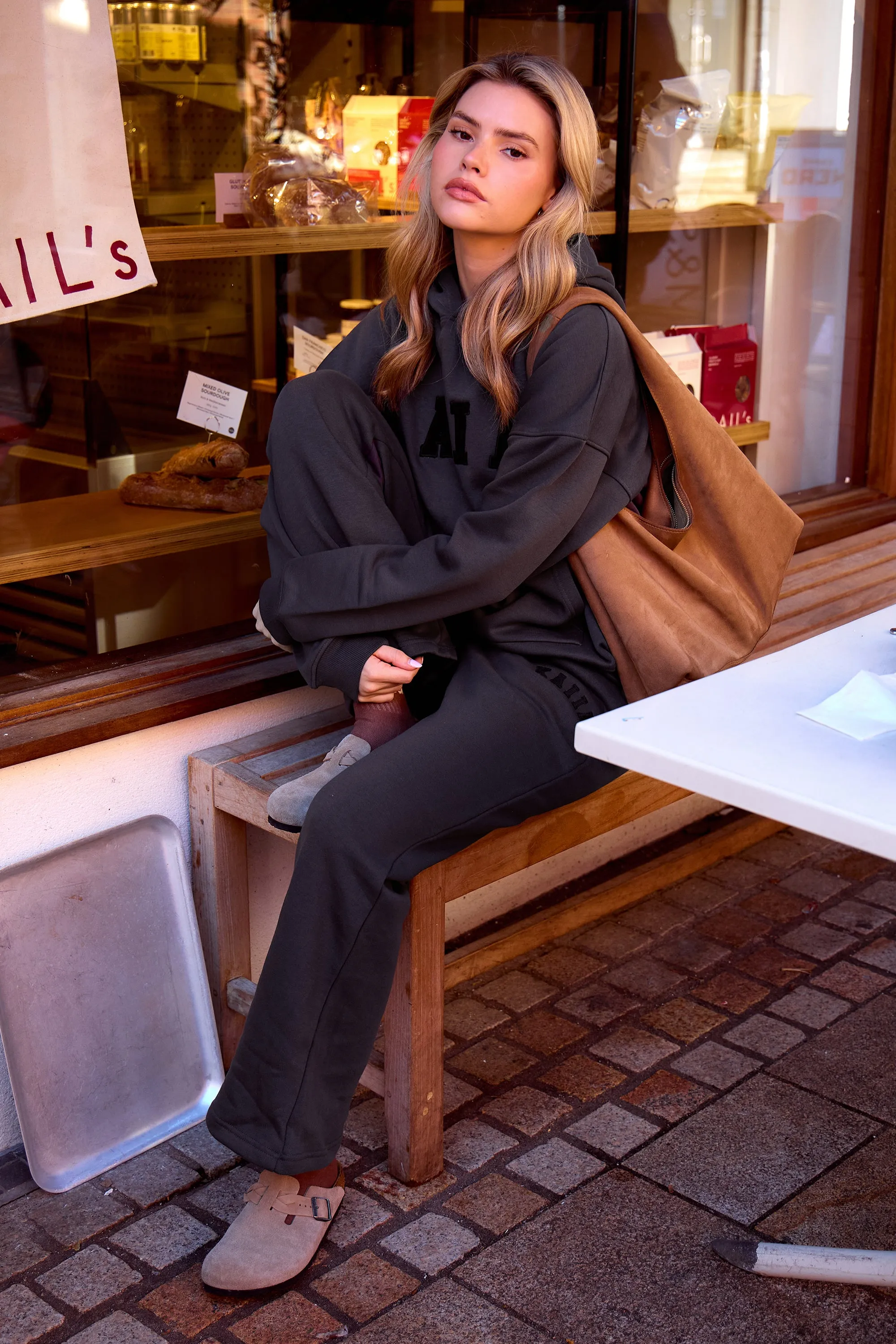 Kaiia Slogan Oversized Hoodie Dark Grey sold by Kaiia the label product image thumbnail 3