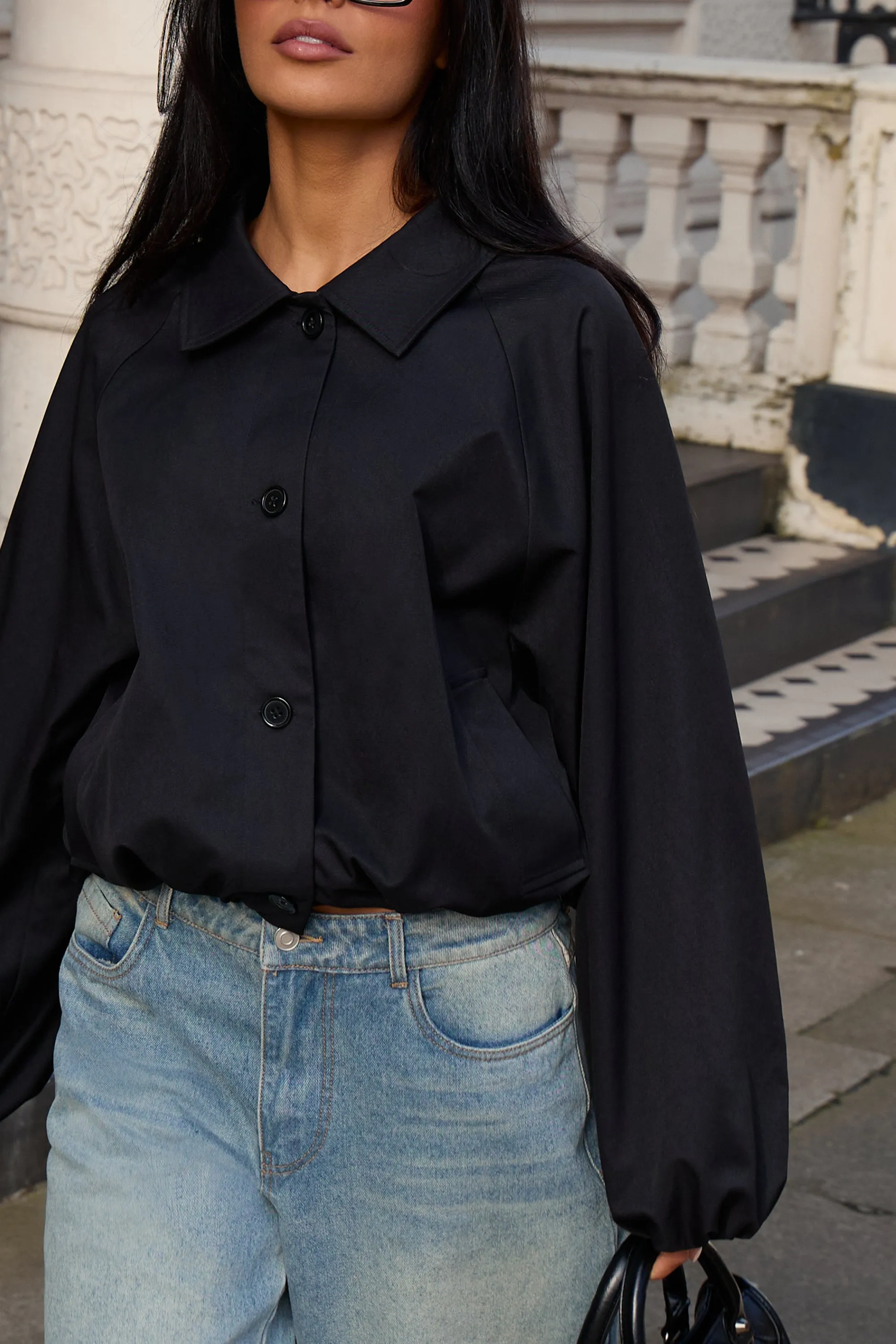 Kaiia Drawcord Hem Technical Jacket Black sold by Kaiia the label product image thumbnail 2