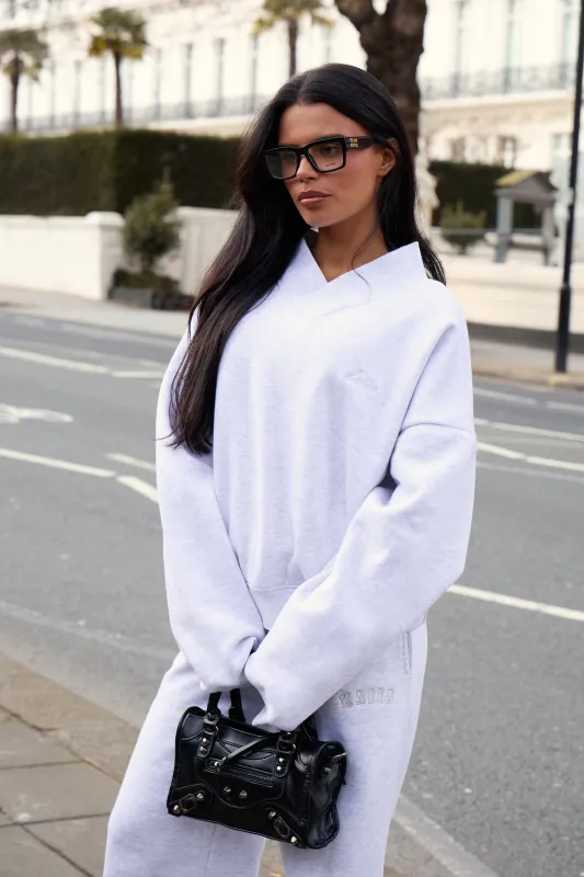 Kaiia V Neck Oversized Sweatshirt Light Grey Marl made by Kaiia the label