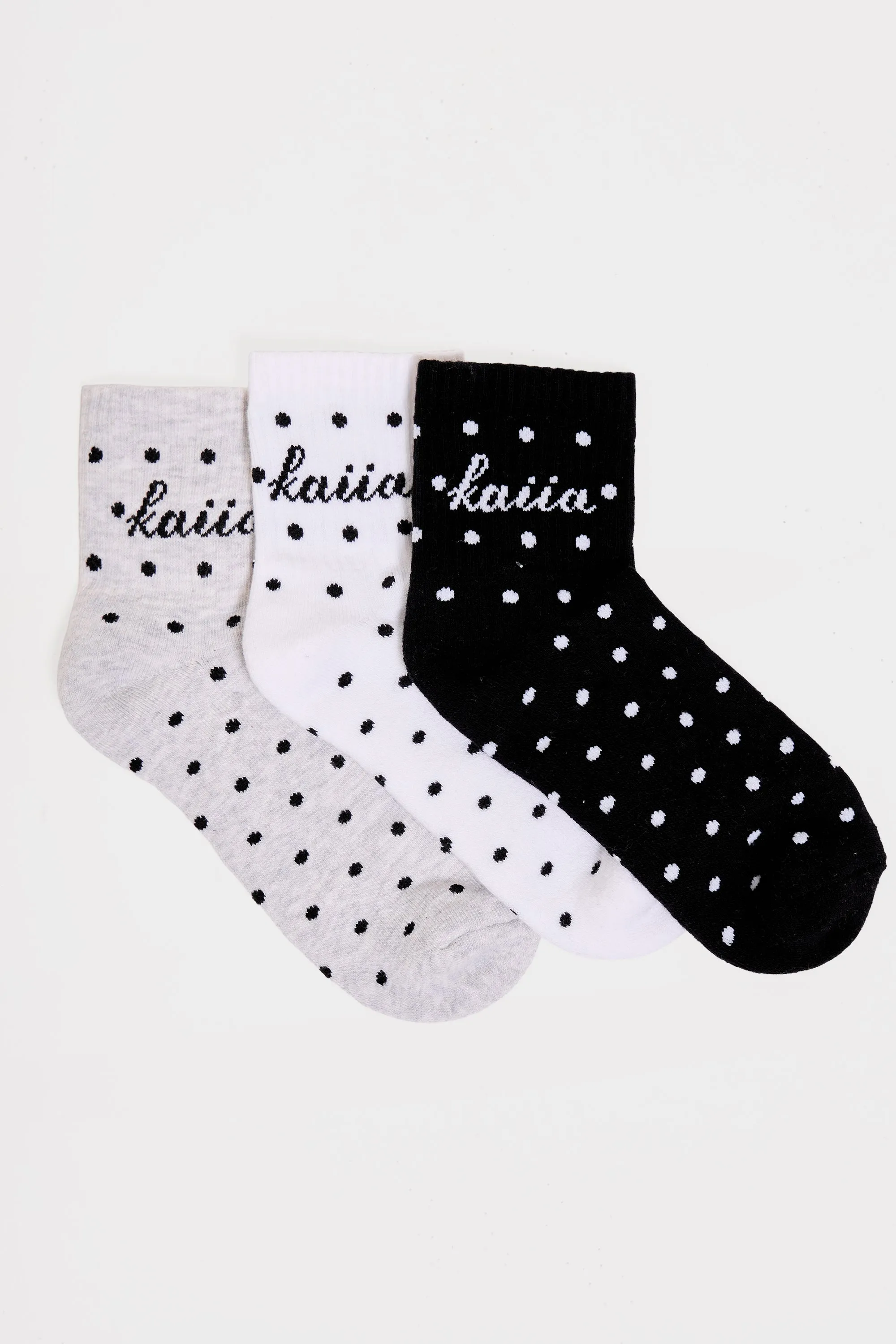 Pack of Three Kaiia Slogan Polka Dot Socks sold by Kaiia the label product image thumbnail 3