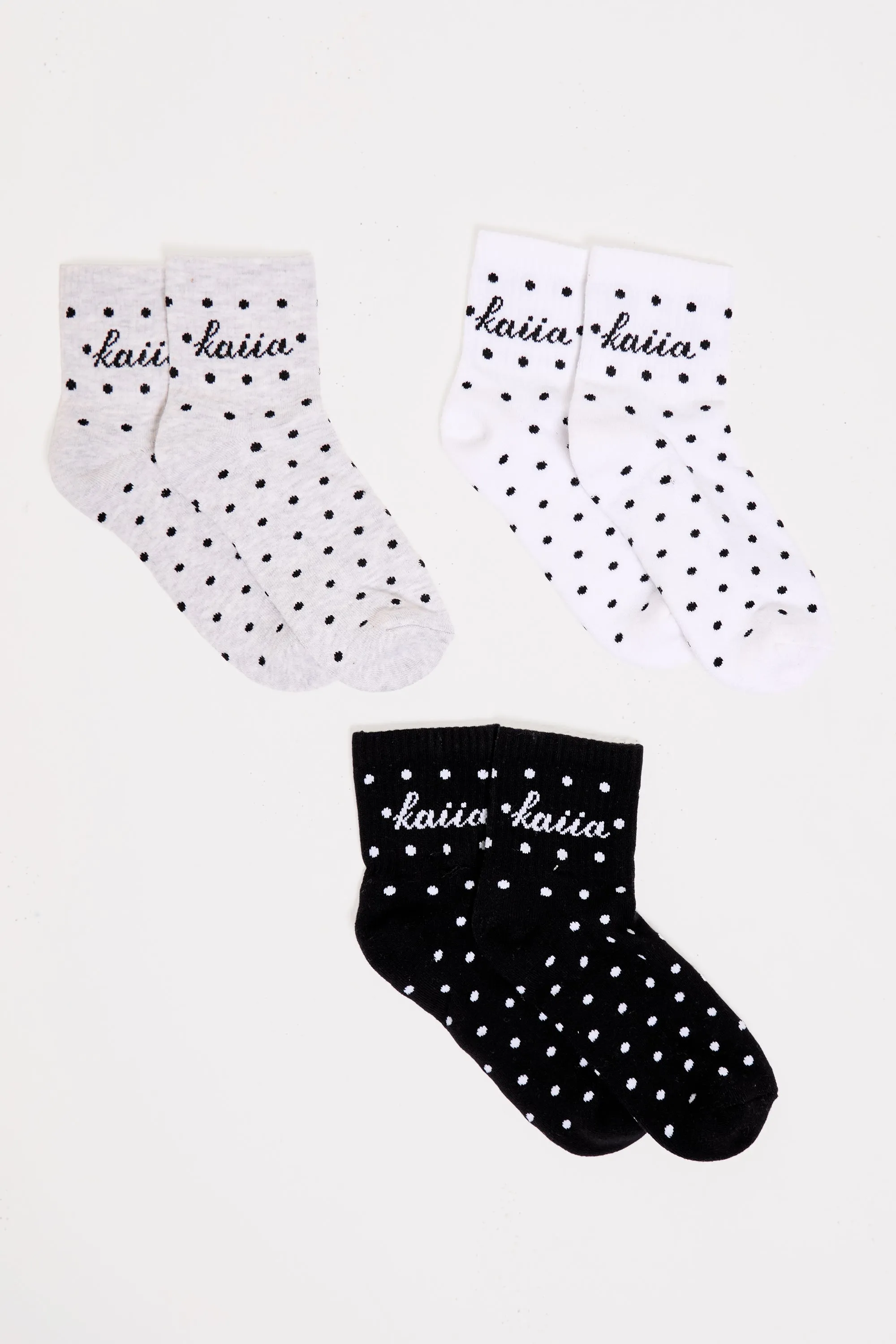 Pack of Three Kaiia Slogan Polka Dot Socks sold by Kaiia the label