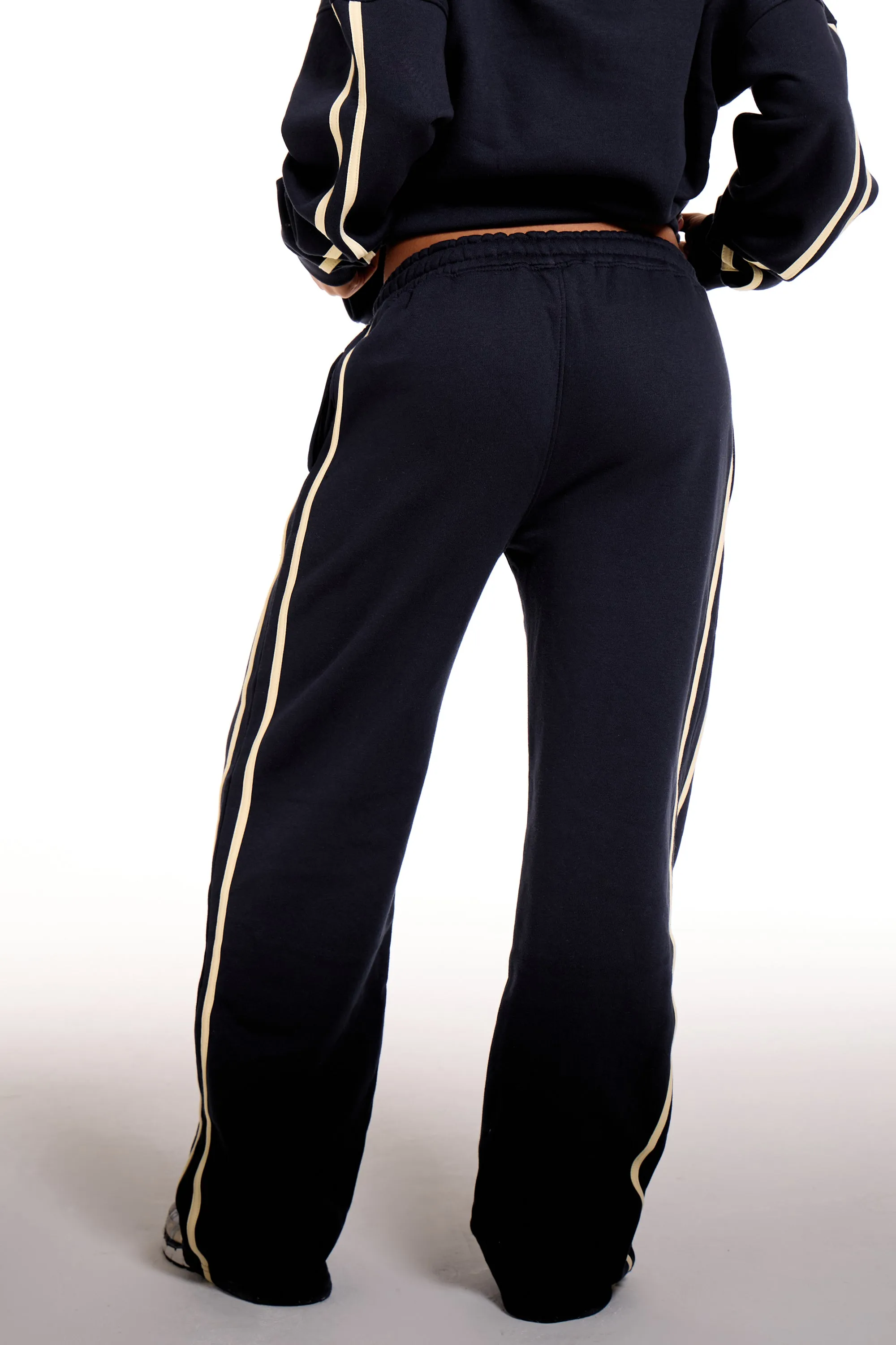 Kaiia Sport Side Stripe Wide Leg Joggers Ink Blue & Soft Yellow sold by Kaiia the label product image thumbnail 3