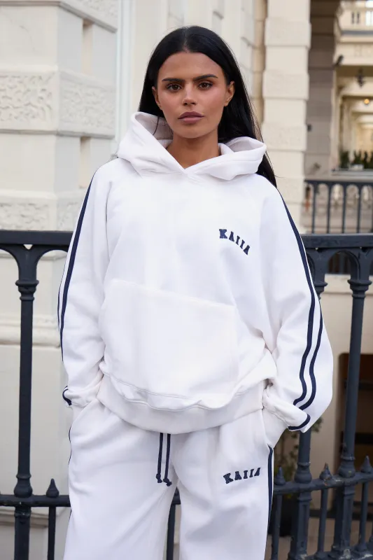 Kaiia Sport Side Stripe Oversized Hoodie Cream & Navy made by Kaiia the label
