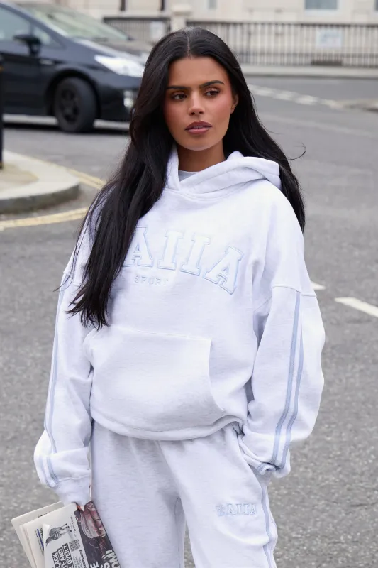 Kaiia Sport Side Stripe Oversized Hoodie Light Grey Marl & Light Blue sold by Kaiia the label