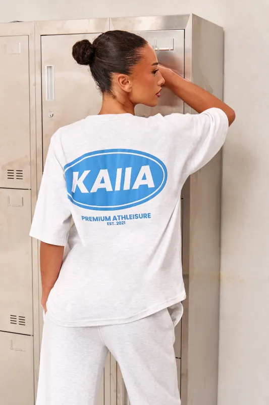 Kaiia Athleisure Oversized T-shirt Light Grey Marl & Vibrant Blue sold by Kaiia the label