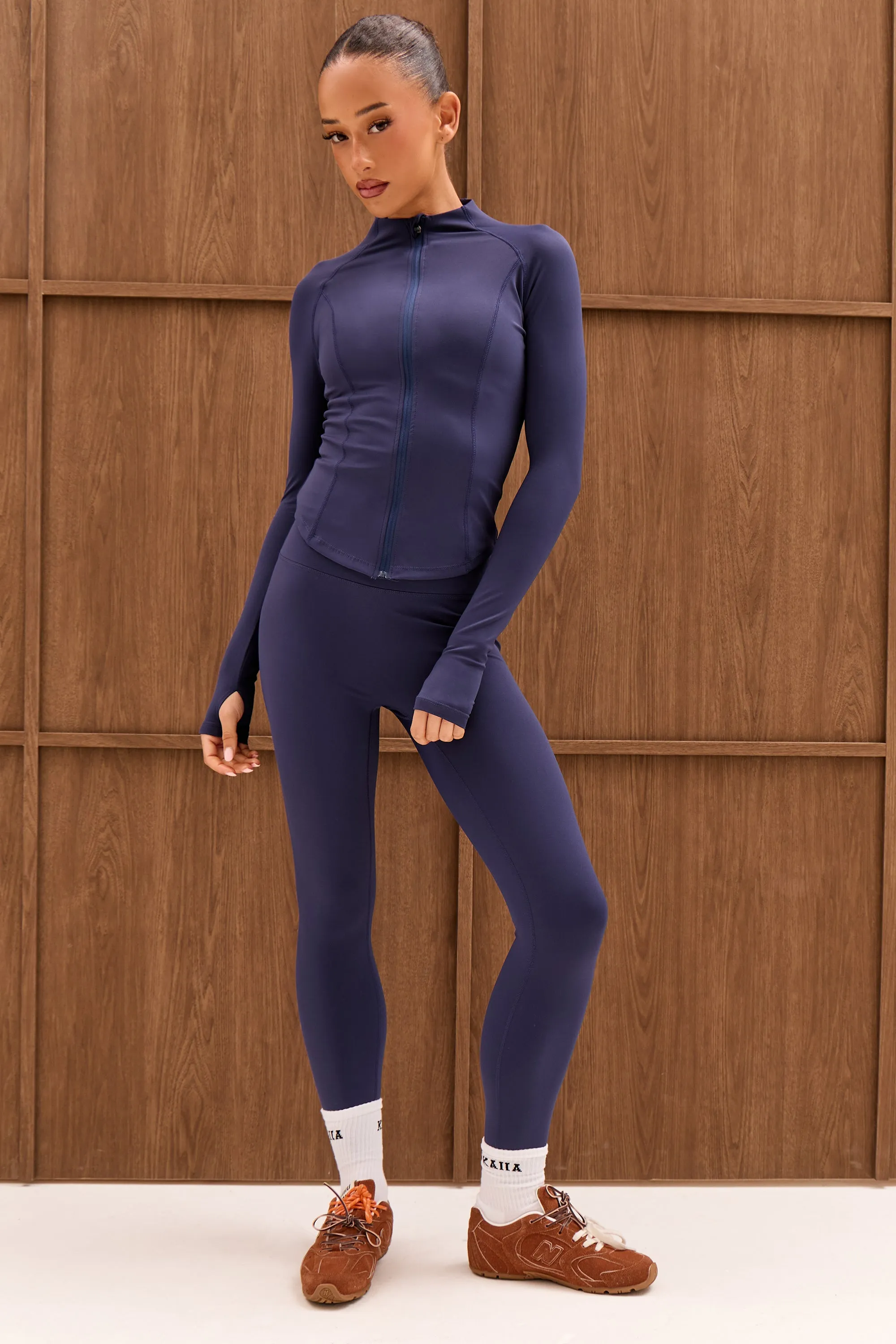 Kaiia Sculpt Long Sleeve Zip Through Fitted Jacket Dark Navy sold by Kaiia the label product image thumbnail 3