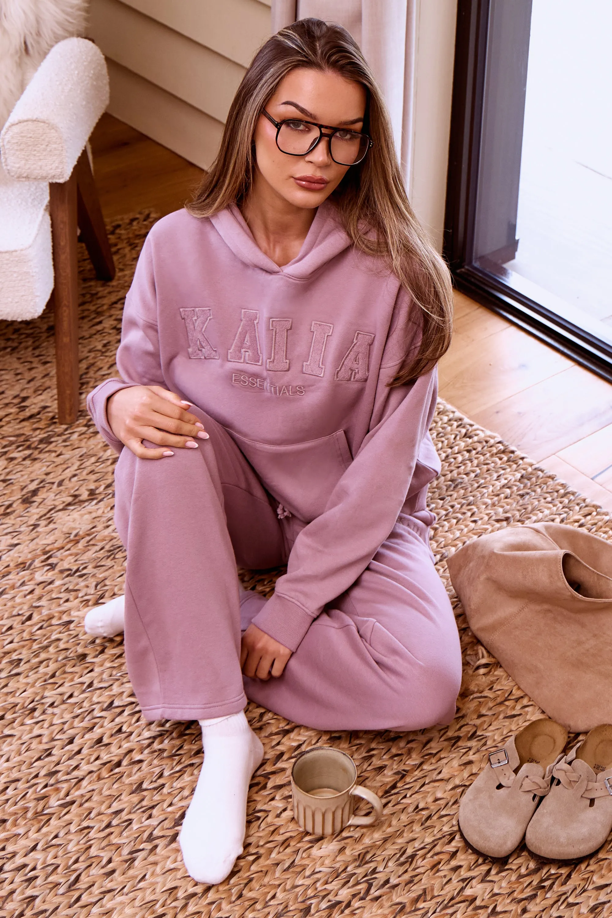 Kaiia Velour Slogan Oversized Hoodie Faded Purple sold by Kaiia the label product image thumbnail 2