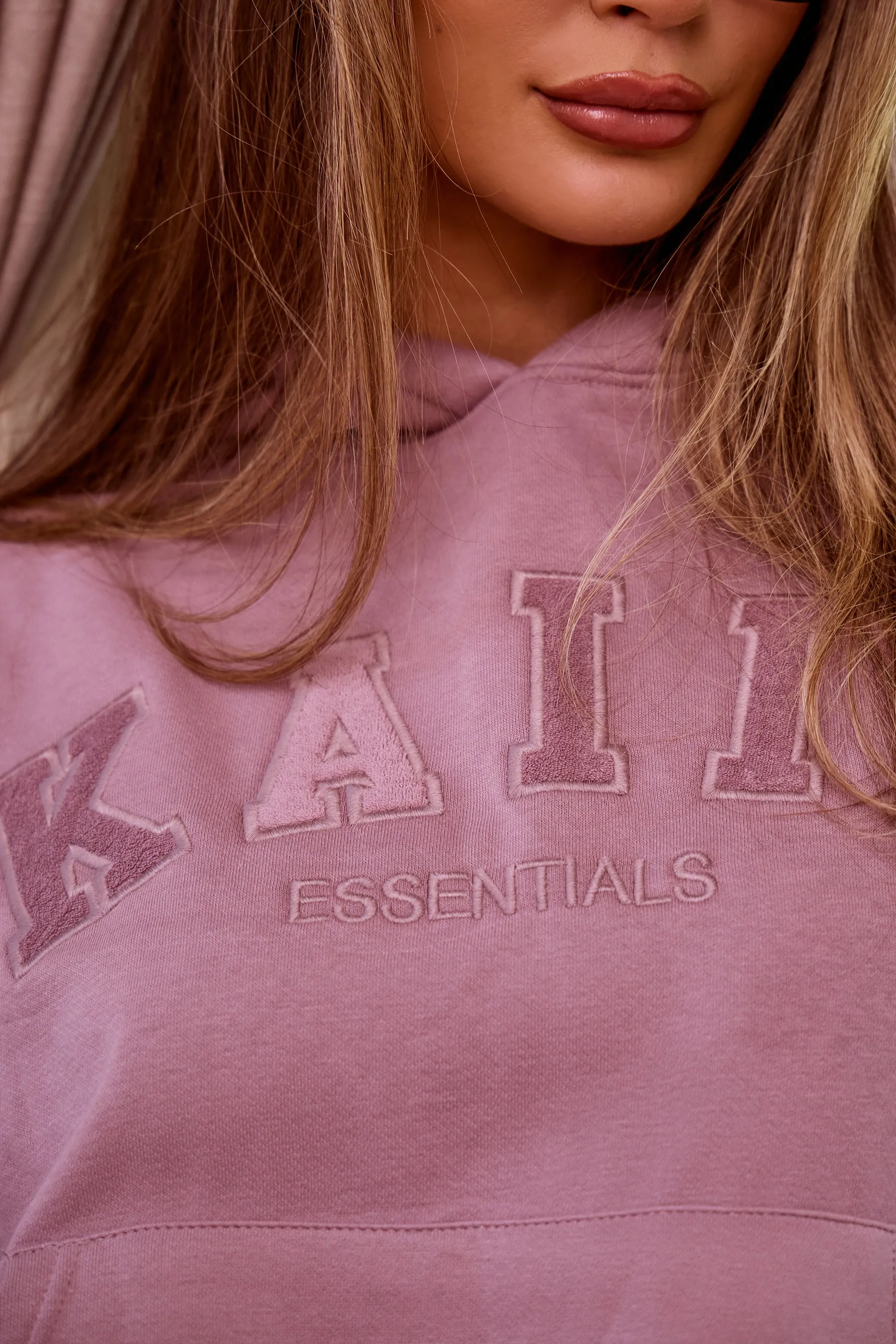 Kaiia Velour Slogan Oversized Hoodie Faded Purple sold by Kaiia the label product image thumbnail 4