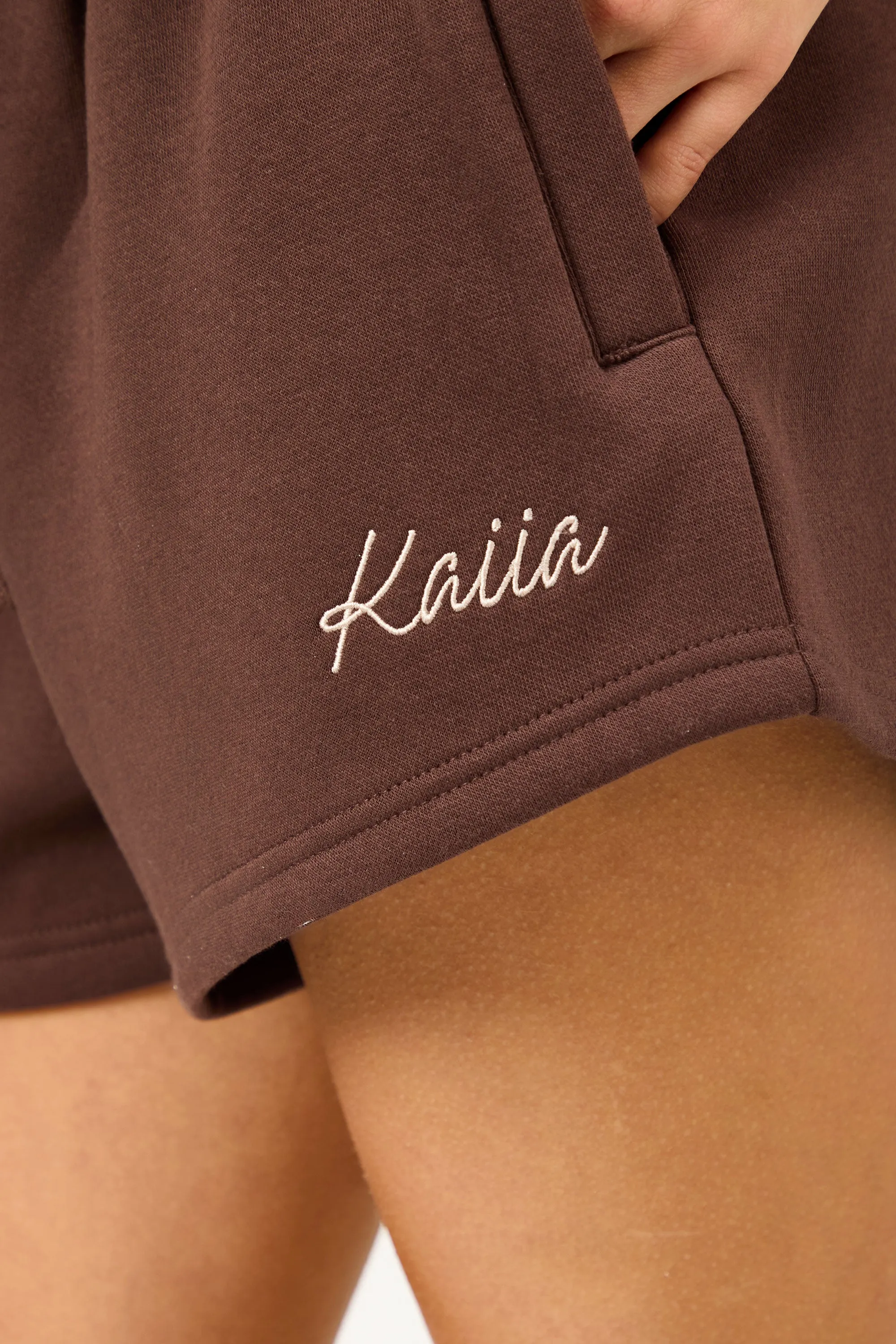 Kaiia Script Logo Mini Sweat Shorts Peppercorn sold by Kaiia the label product image thumbnail 4