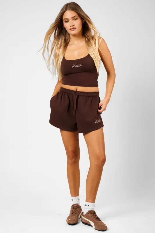 Kaiia Script Logo Mini Sweat Shorts Peppercorn made by Kaiia the label