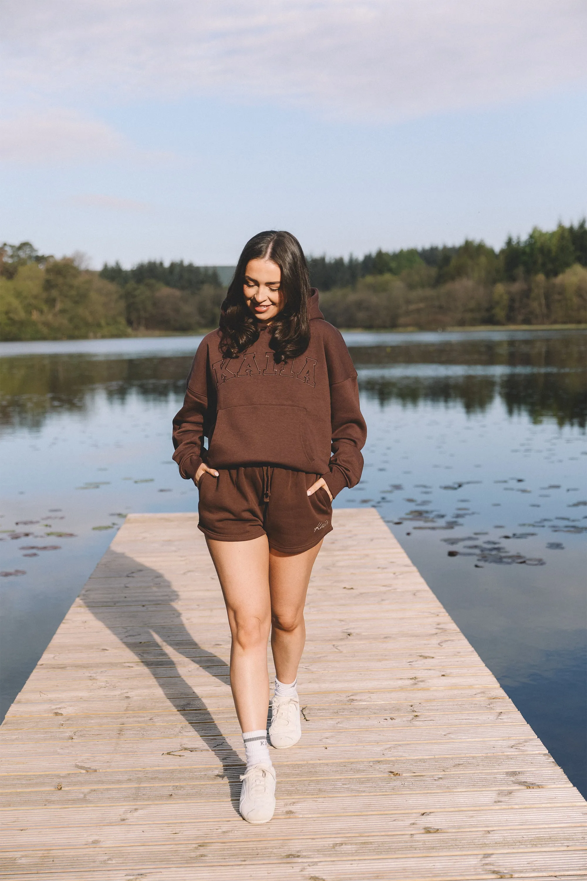 Kaiia Script Logo Mini Sweat Shorts Peppercorn sold by Kaiia the label product image thumbnail 2