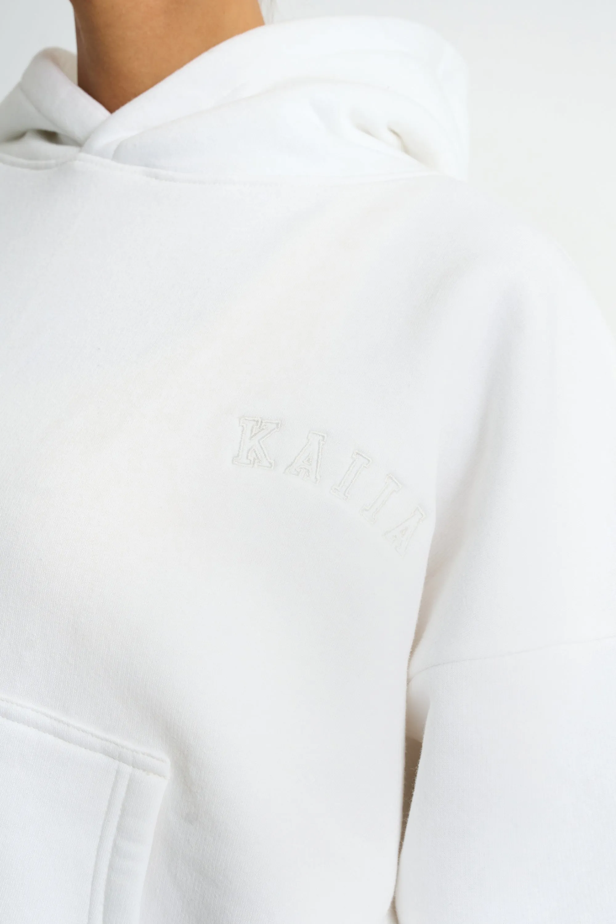 Kaiia Logo Embossed Oversized Hoodie White sold by Kaiia the label product image thumbnail 4