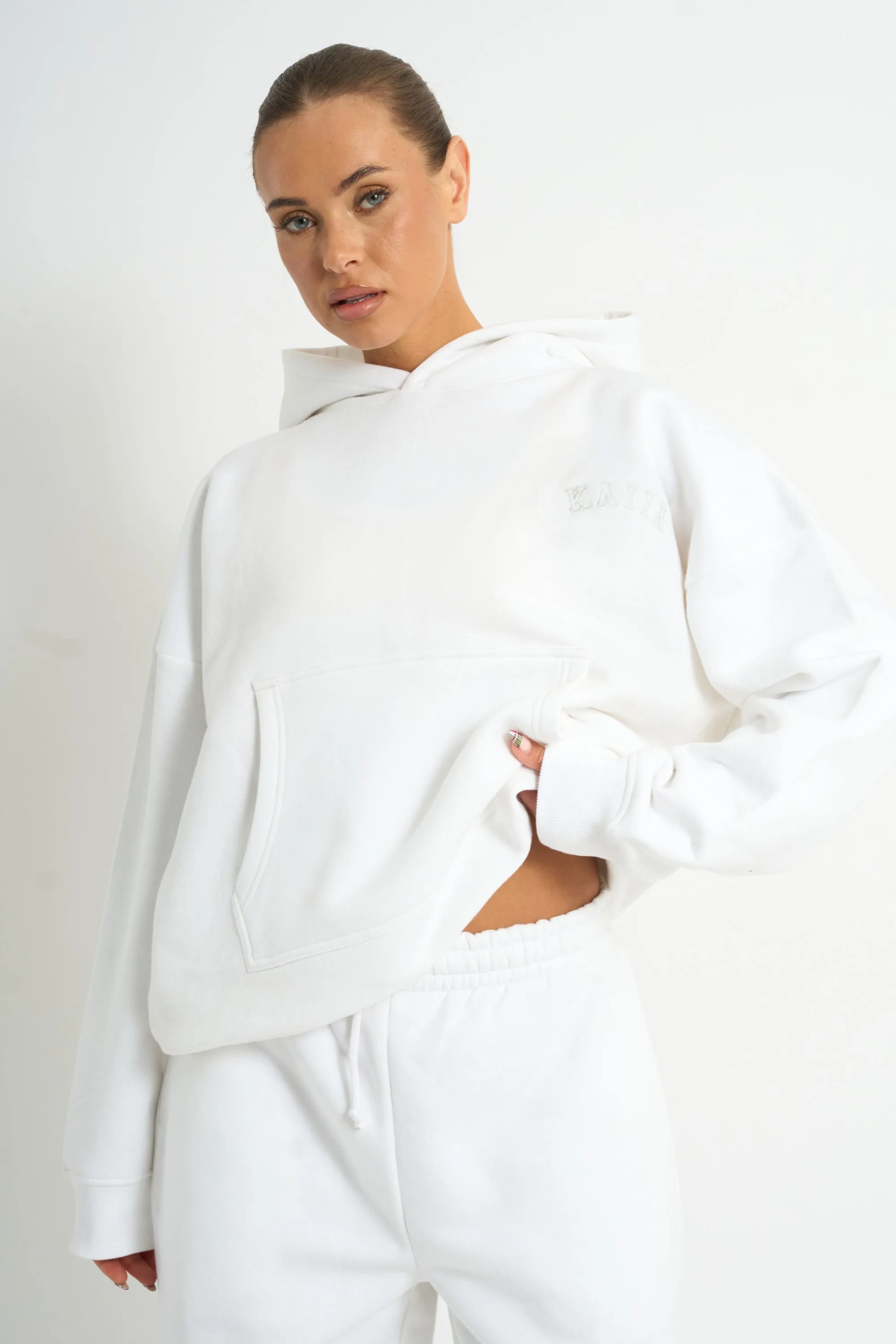 Kaiia Logo Embossed Oversized Hoodie White sold by Kaiia the label product image thumbnail 2