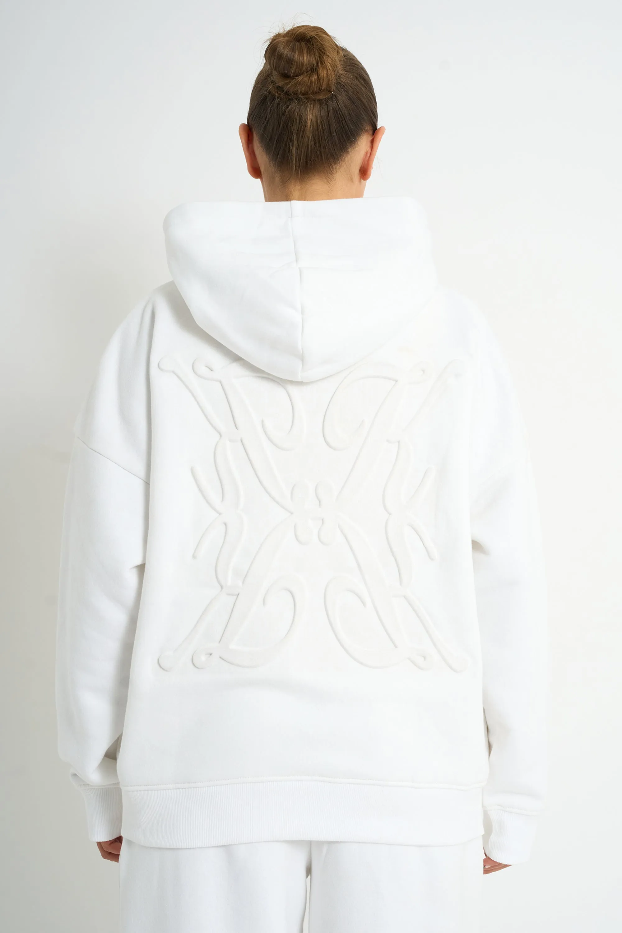 Kaiia Logo Embossed Oversized Hoodie White sold by Kaiia the label