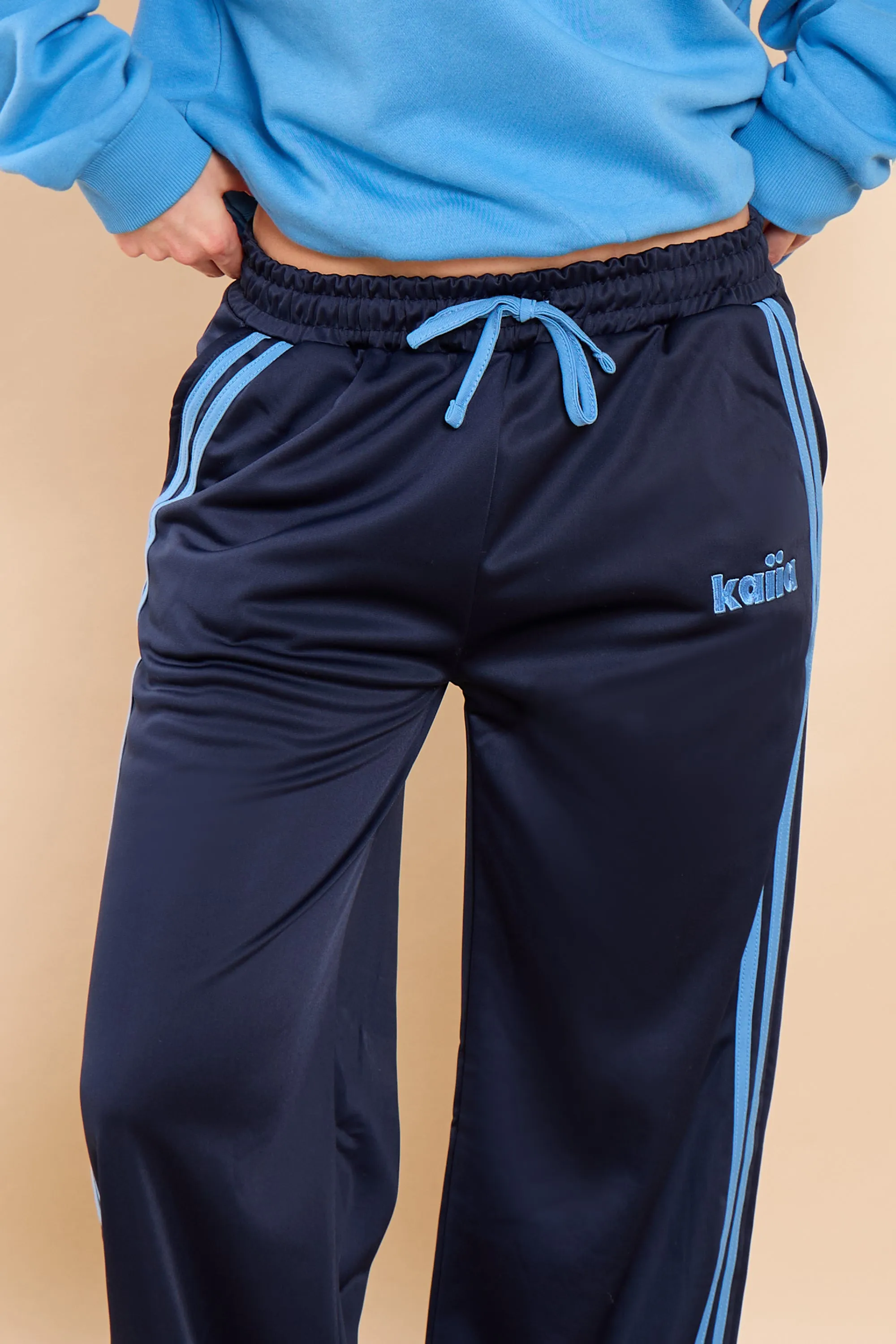 Kaiia Side Stripe Tricot Joggers Deep Navy & Vibrant Blue sold by Kaiia the label product image thumbnail 4