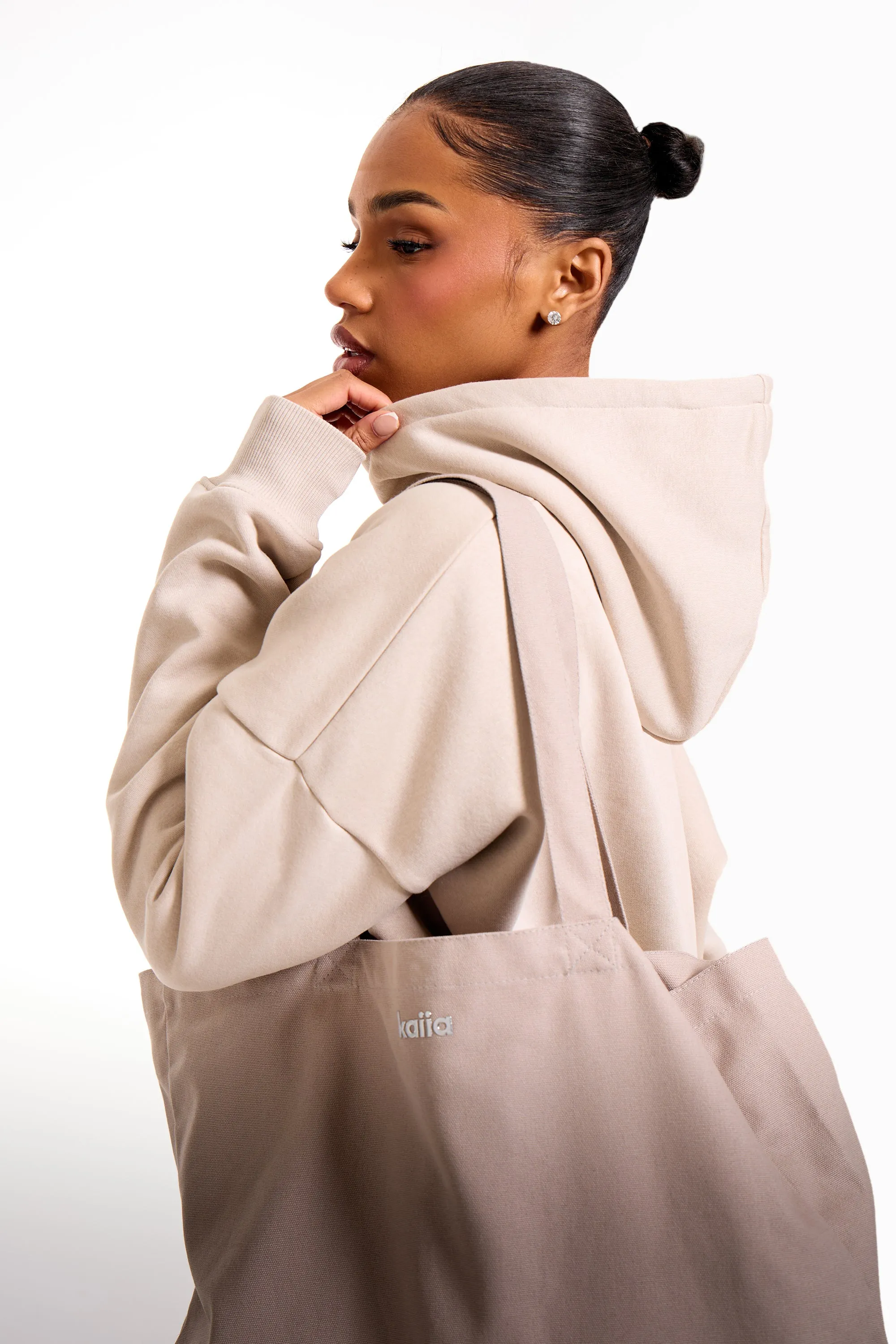 Kaiia Chrome Logo Tote Bag Grey Taupe sold by Kaiia the label product image thumbnail 4