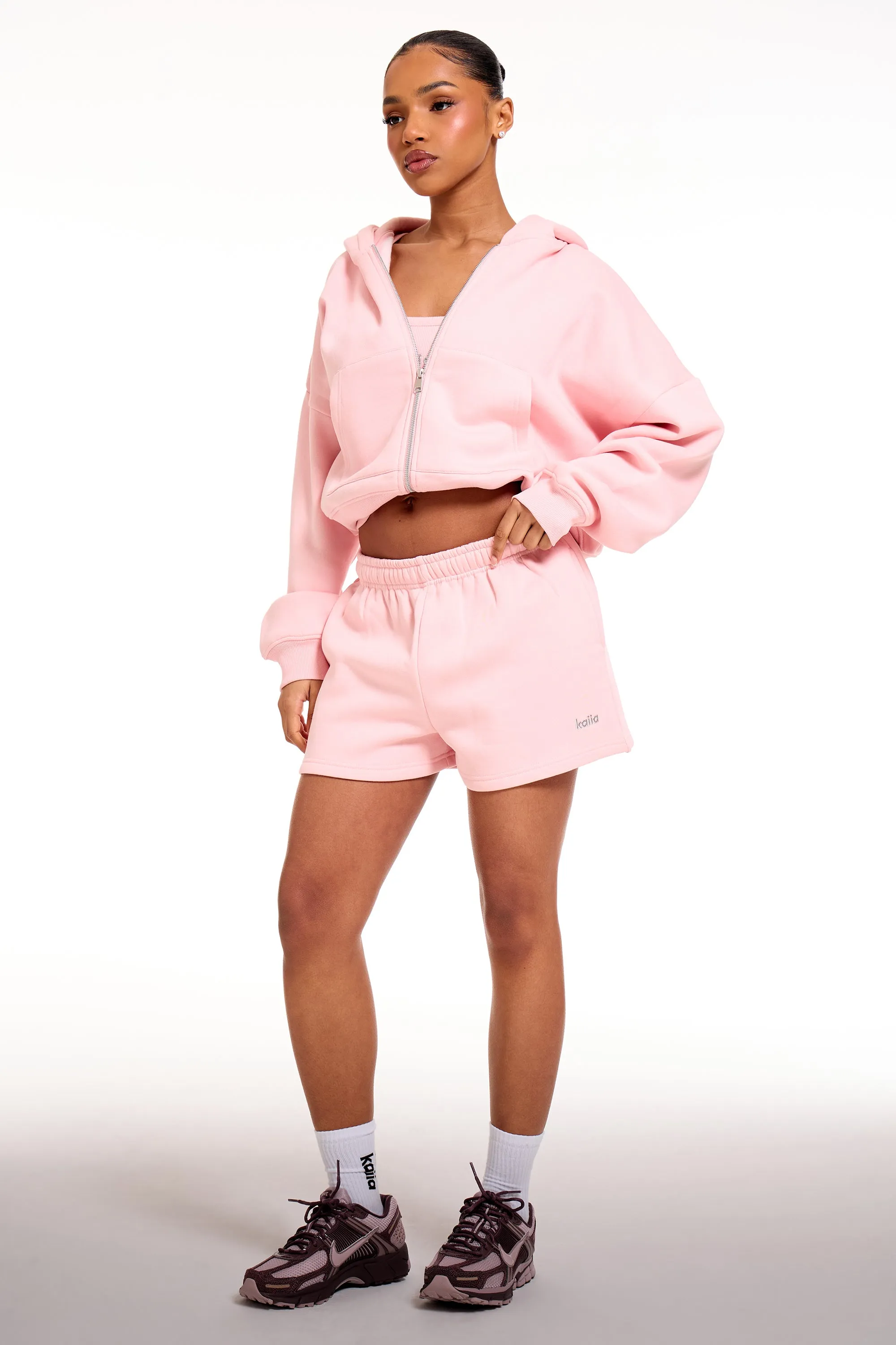Kaiia Chrome Logo Mini Shorts Sugar Pink sold by Kaiia the label