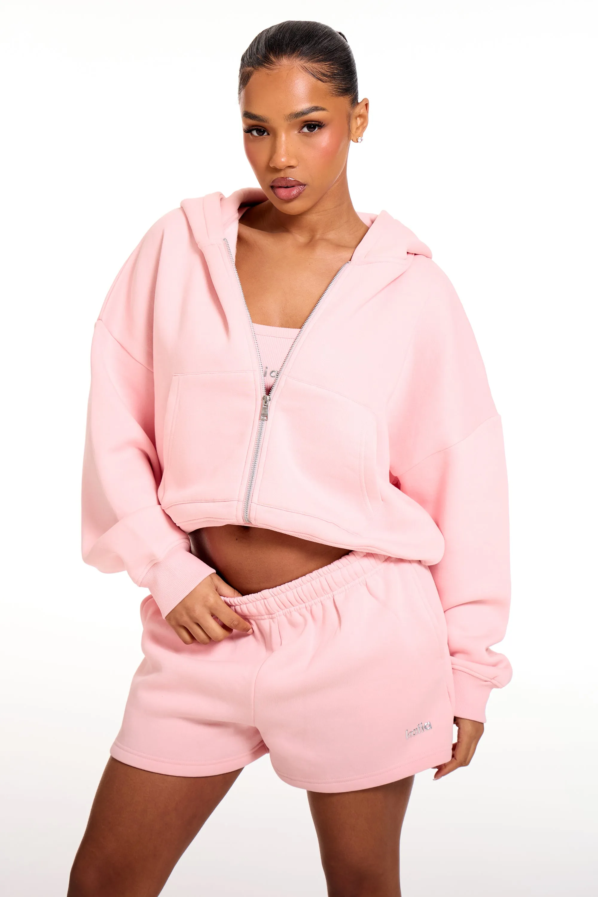 Kaiia Chrome Logo Mini Shorts Sugar Pink sold by Kaiia the label product image thumbnail 2