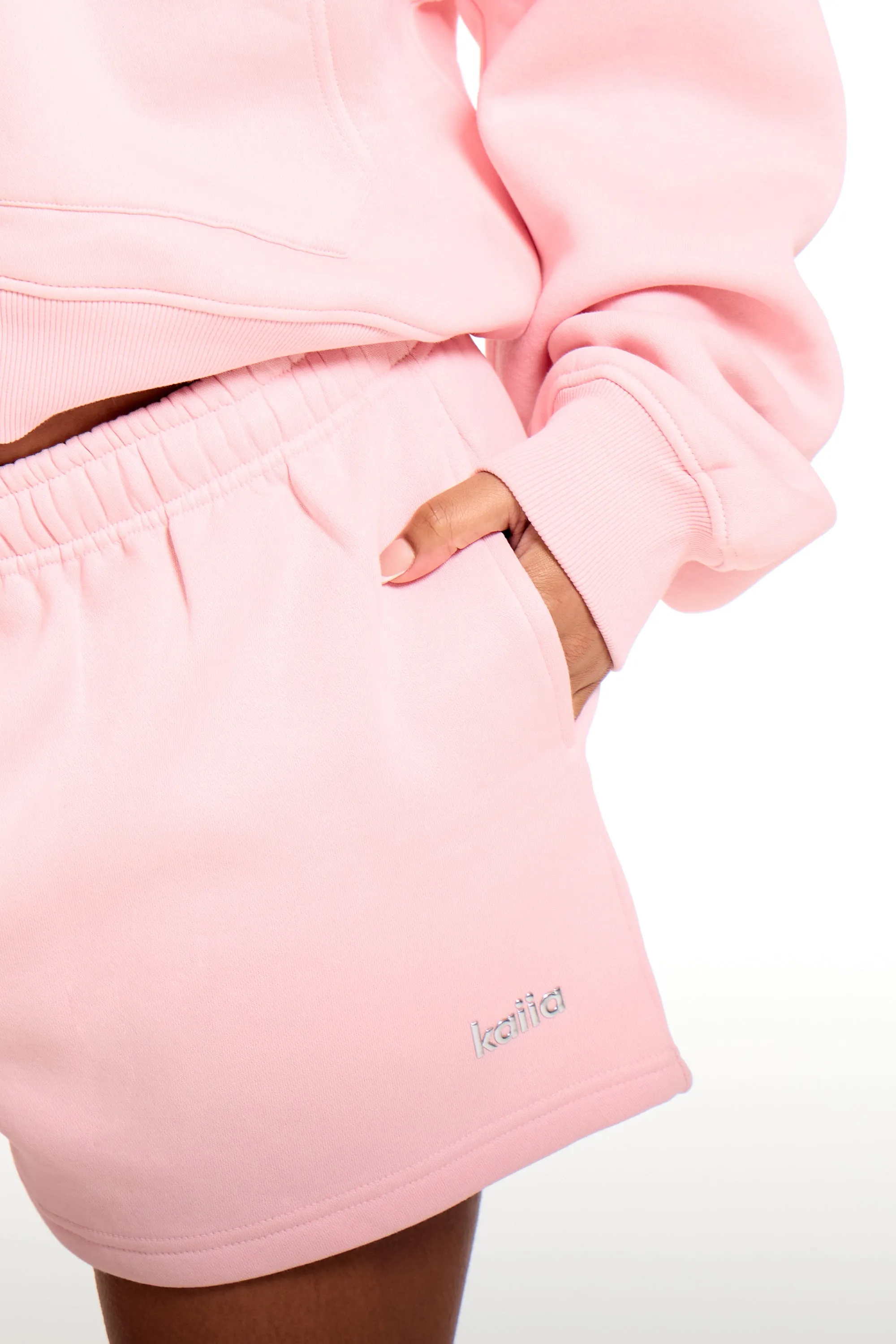 Kaiia Chrome Logo Mini Shorts Sugar Pink sold by Kaiia the label product image thumbnail 3