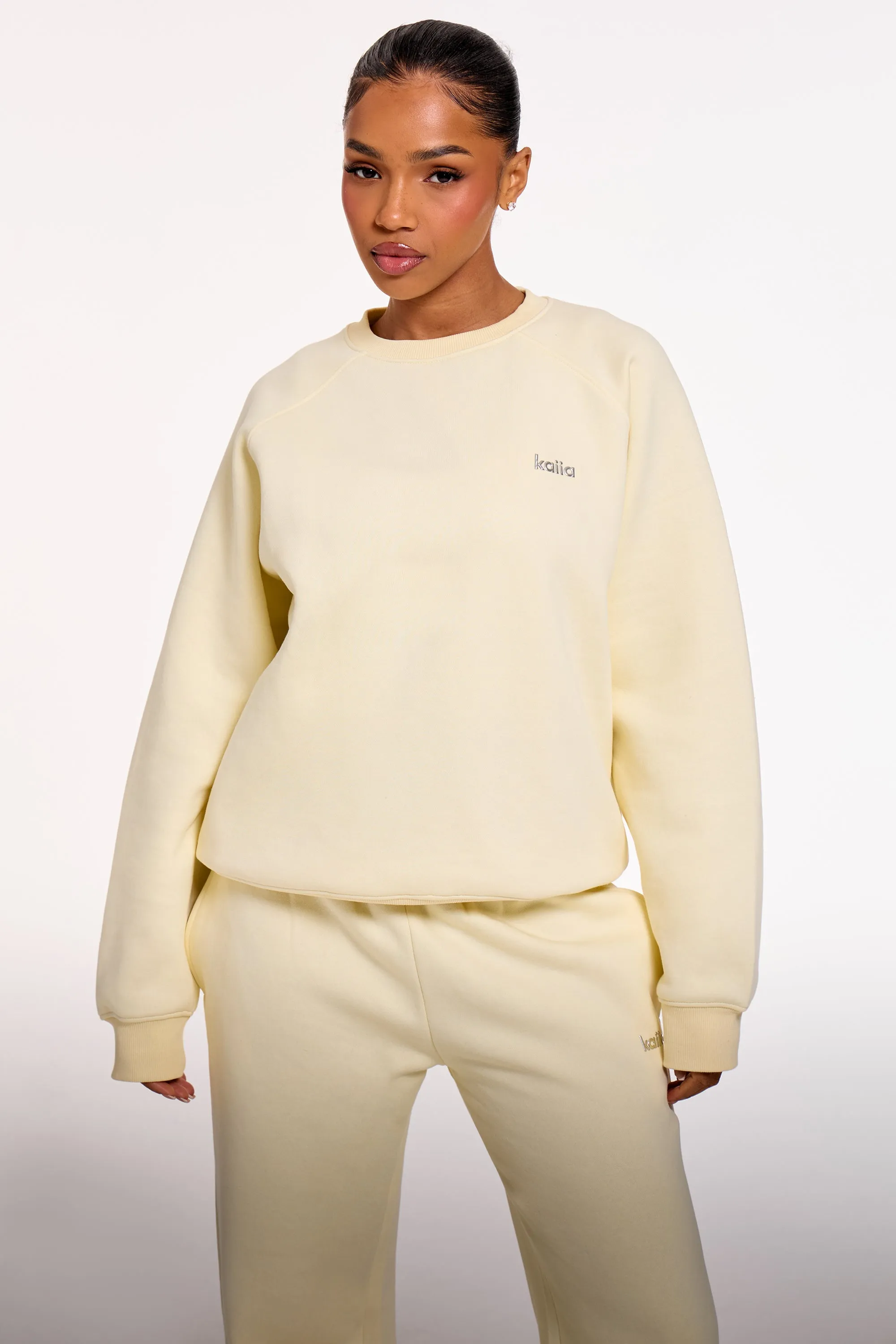 Kaiia Chrome Logo Oversized Sweatshirt Lemon sold by Kaiia the label product image thumbnail 2