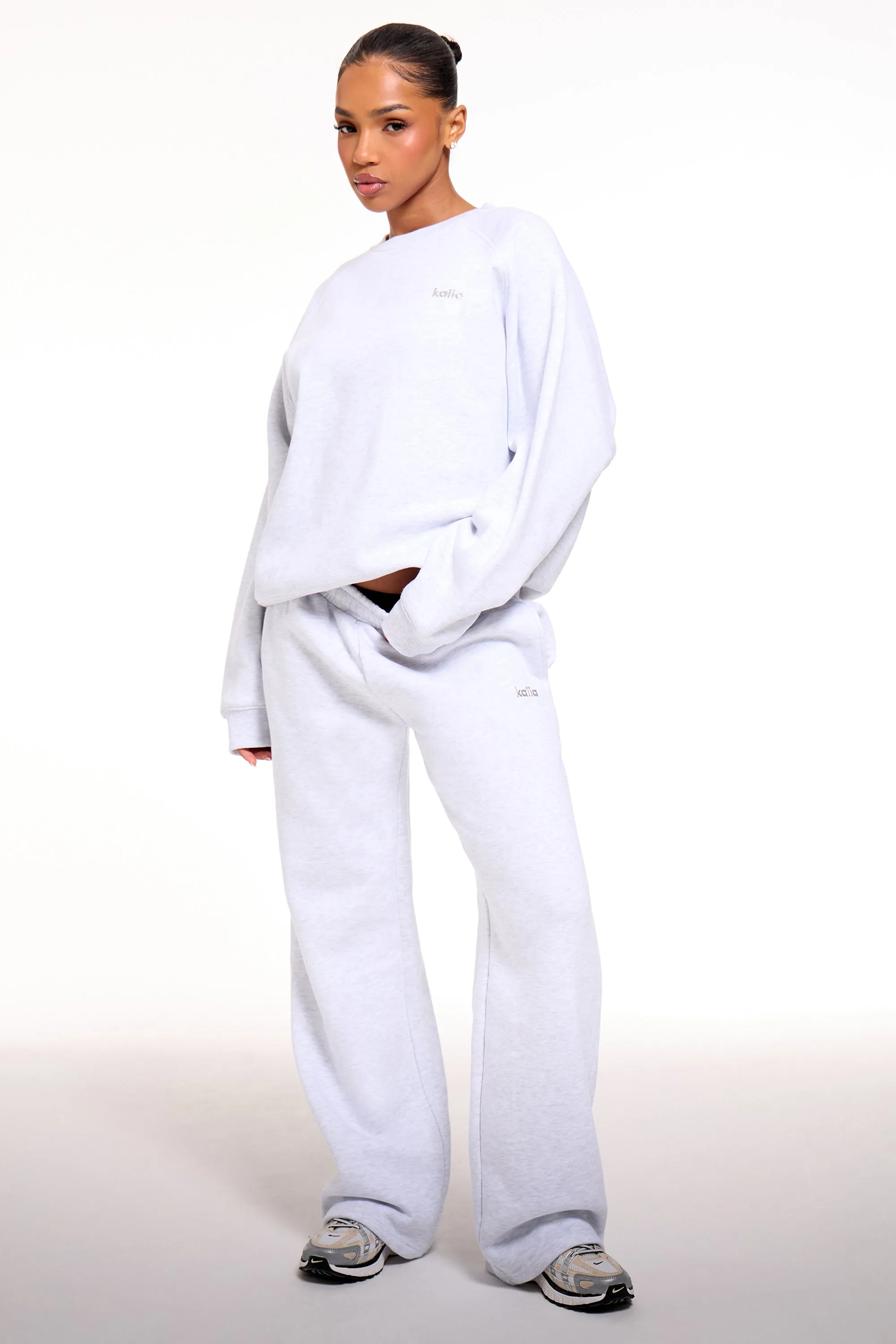 Kaiia Chrome Logo Oversized Sweatshirt Grey Melange sold by Kaiia the label product image thumbnail 3